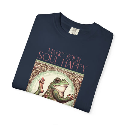 Yoga Frog Make Your Soul Happy Pink Unisex T-Shirt, Casual Wear, Highlander Fan Gift, Comfortable Graphic Tee