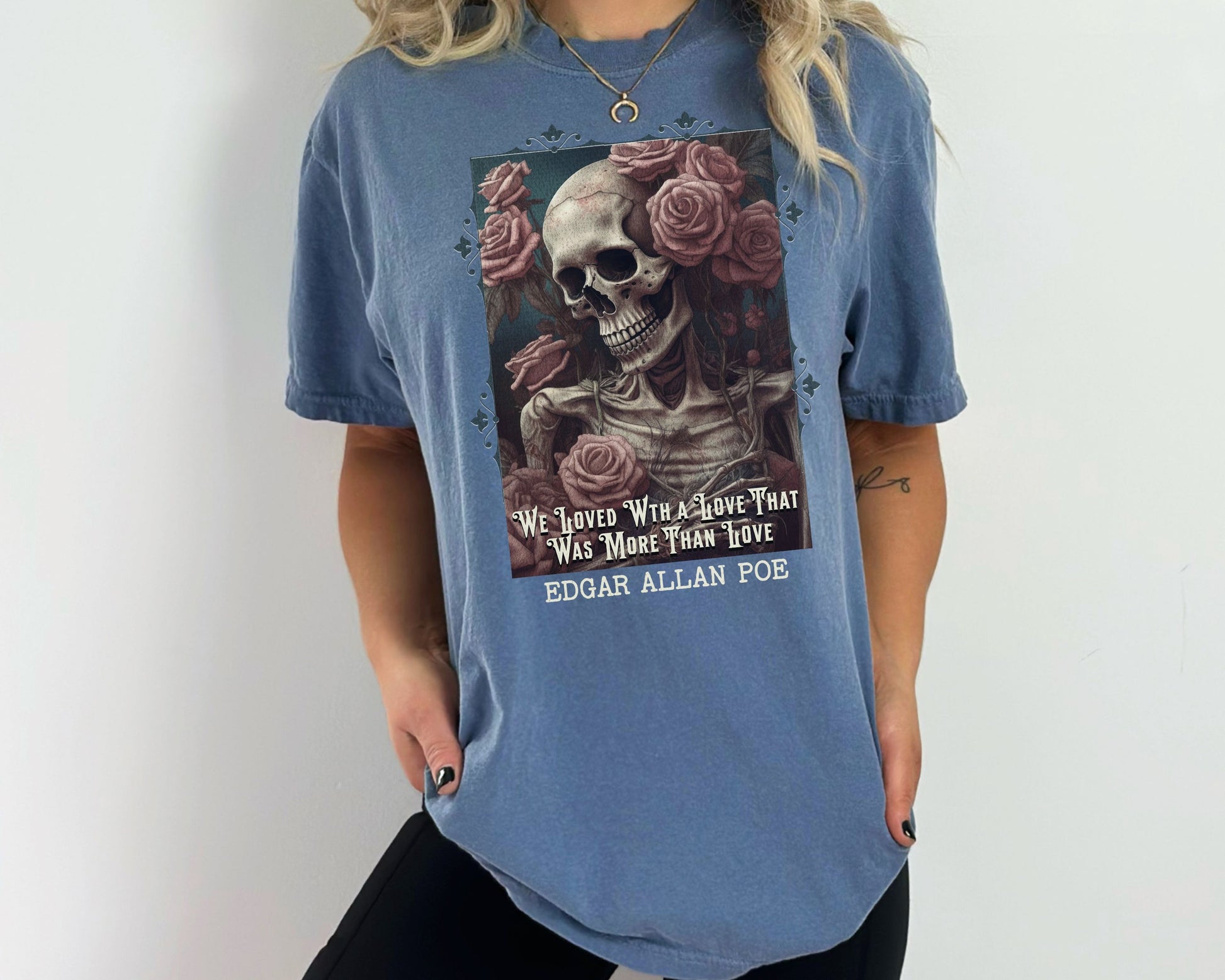 Edgar Allan Poe T-Shirt, Annabel-Lee Novel Vintage Book, Reading Lover Shirt, Halloween, Gothic, Light Academia Gift, Comfort Colours TShirt T-Shirt Printify   