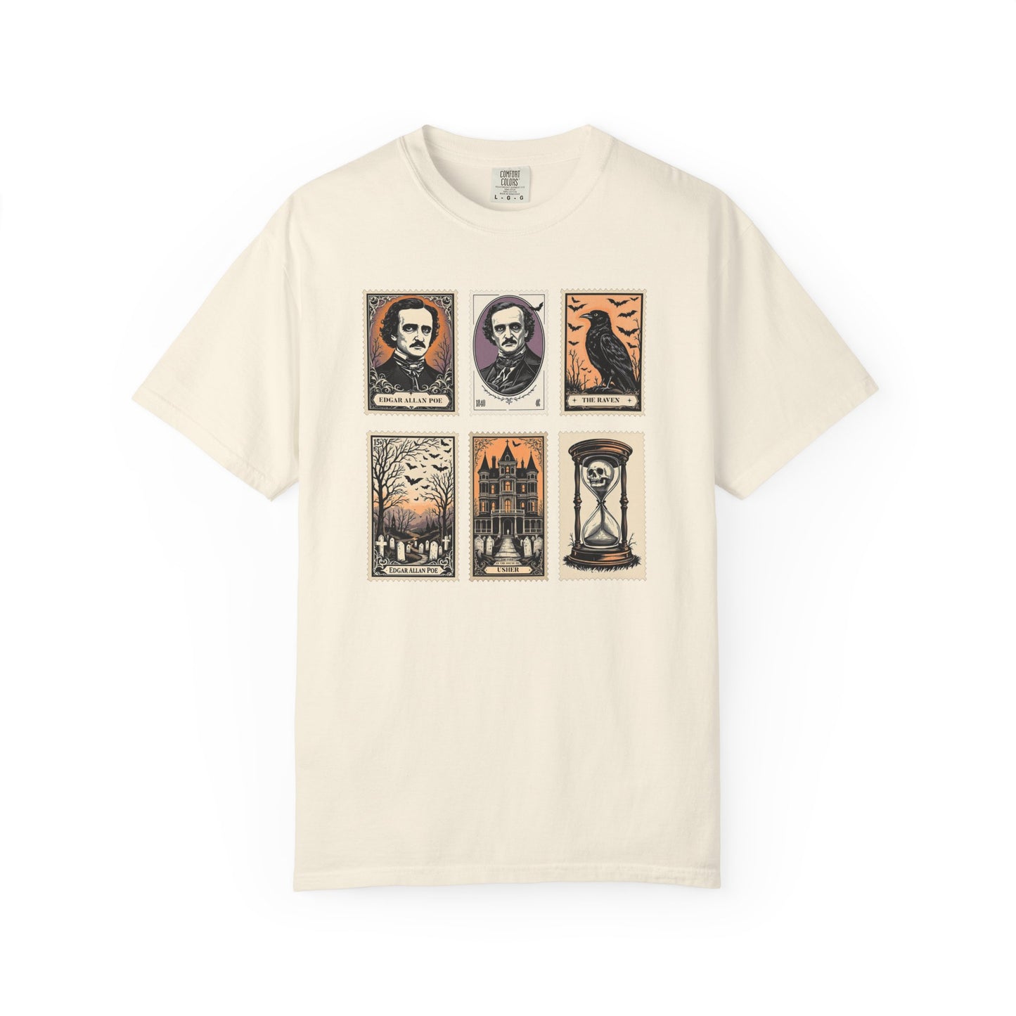 Edgar Allan Poe T-Shirt Gothic Graphic Tee The Raven Nevermore Quote Horror Literature Shirt Dark Academia Aesthetic Halloween Party Gift T-Shirt Printify Ivory S