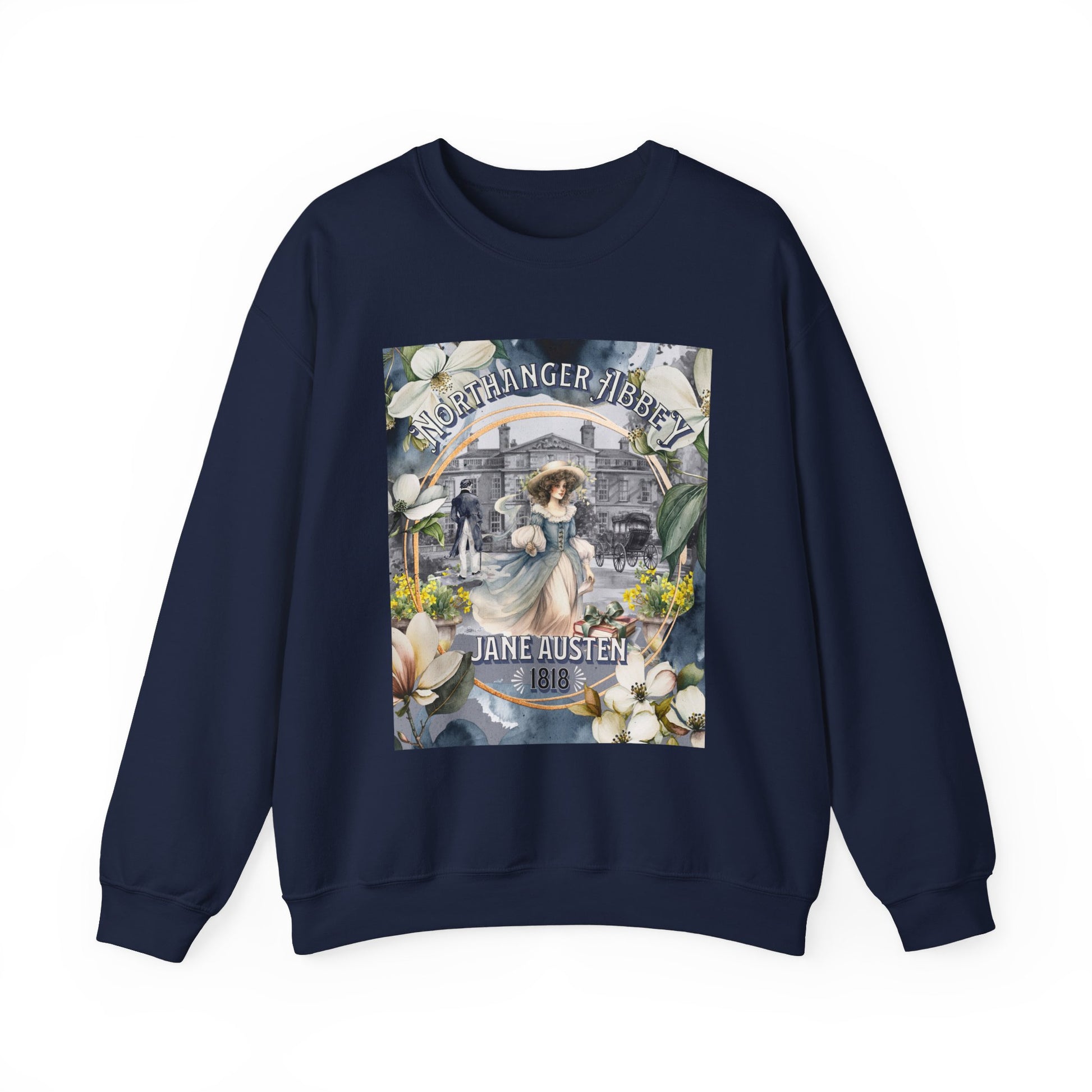 Jane Austen Sweatshirt, Northanger Abbey Historical Romance Sweater, Bookish Literary Jane Austen Fan Art Gift, Gift for Her, Bookclub Shirt Sweatshirt Printify S Navy 