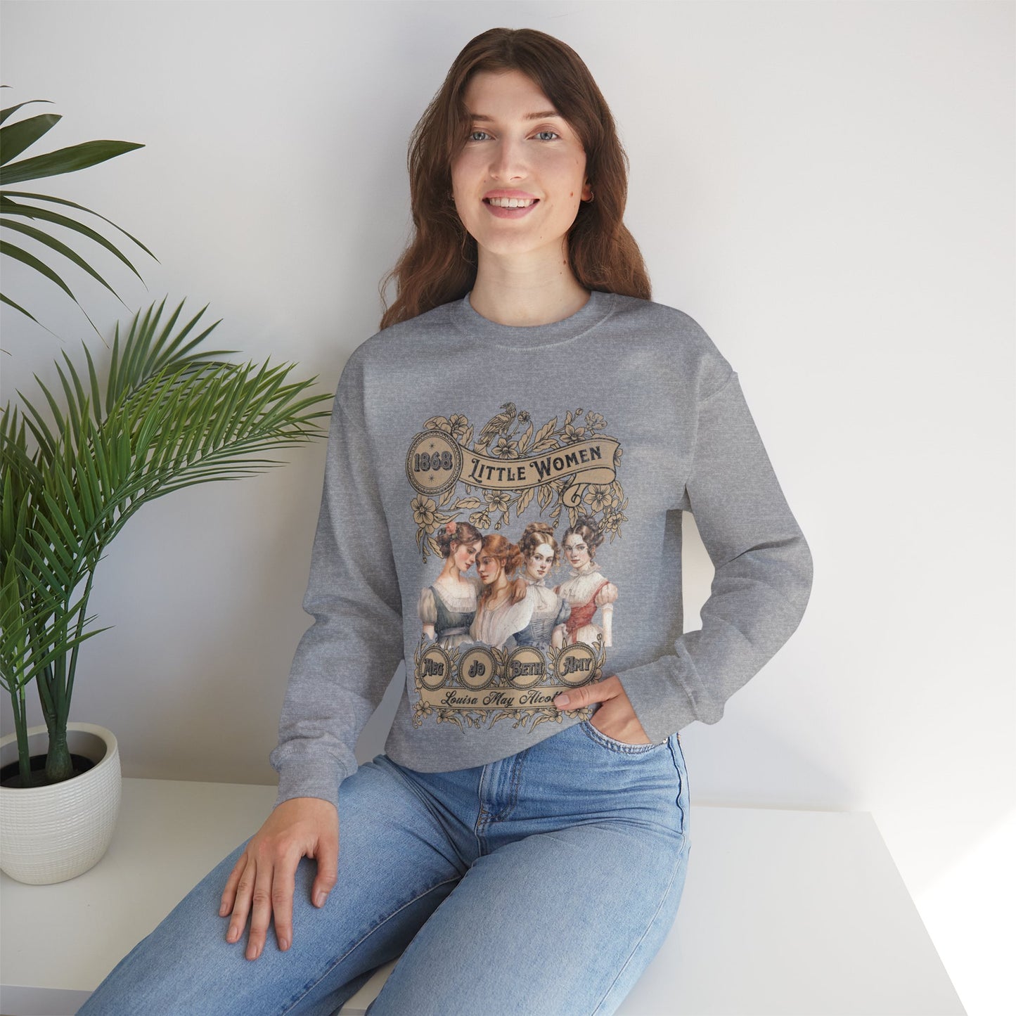 Little Women Sweatshirt, Louisa May Alcott Historical Romance Sweater, Bookish Literary Fan Art Gift, Gift for Her, Bookclub Crewneck Shirt Sweatshirt Printify   