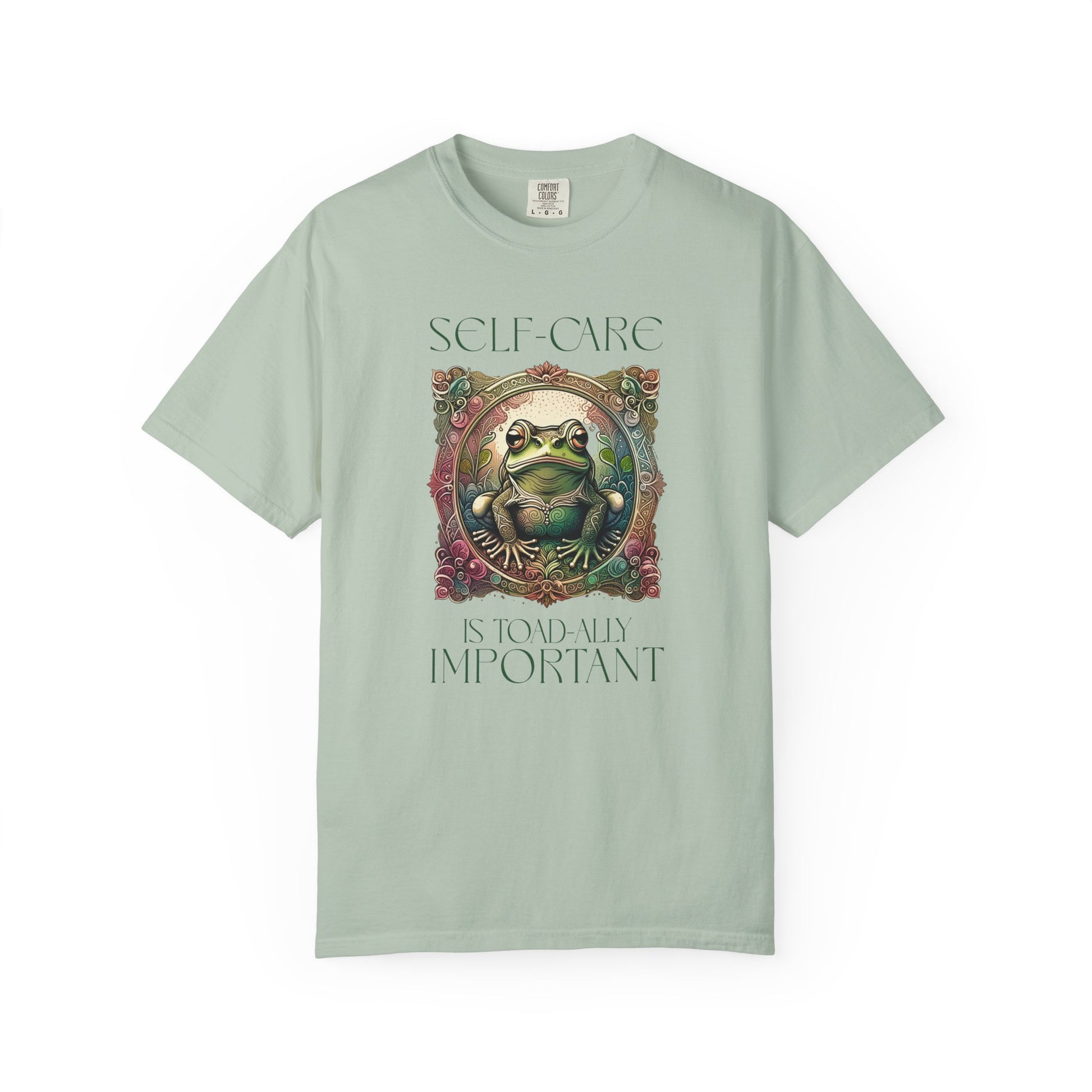 Green Yoga Frog Self-Care Is Toad-ally Important Unisex T-Shirt, Casual Wear, Highlander Fan Gift, T-Shirt Printify Bay S