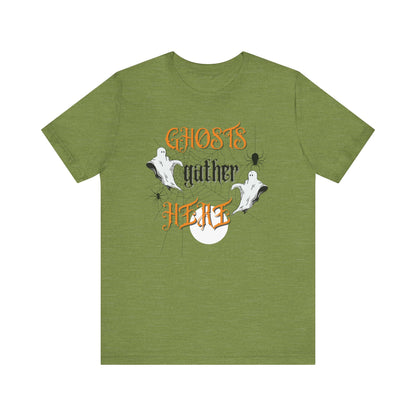 Halloween Ghosts and Spiders & TShirt, Spooky Season Tee,  Trick or Treating Shirt, Halloween Party T-Shirt, Creepy Autumn Style T Shirt T-Shirt Printify Heather Green XS 