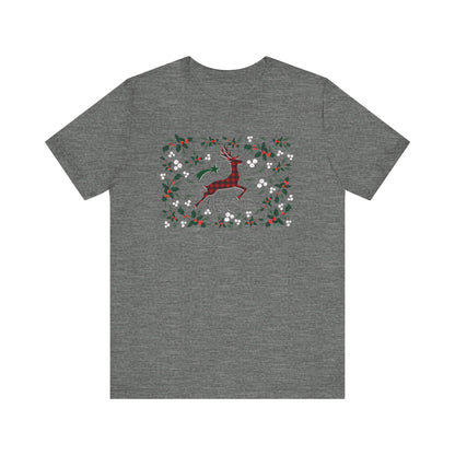 Merry Christmas Plaid Reindeer Shirt, Country Reindeer Shirt, Christmas Family Shirt, Christmas Shirt, Merry Christmas Shirt, Christmas Gift T-Shirt Printify Deep Heather XS 