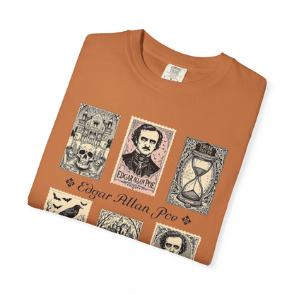 Edgar Allan Poe T-Shirt Gothic Graphic Tee The Raven Nevermore Quote Horror Literature Shirt Dark Academia Aesthetic Halloween Party Gift