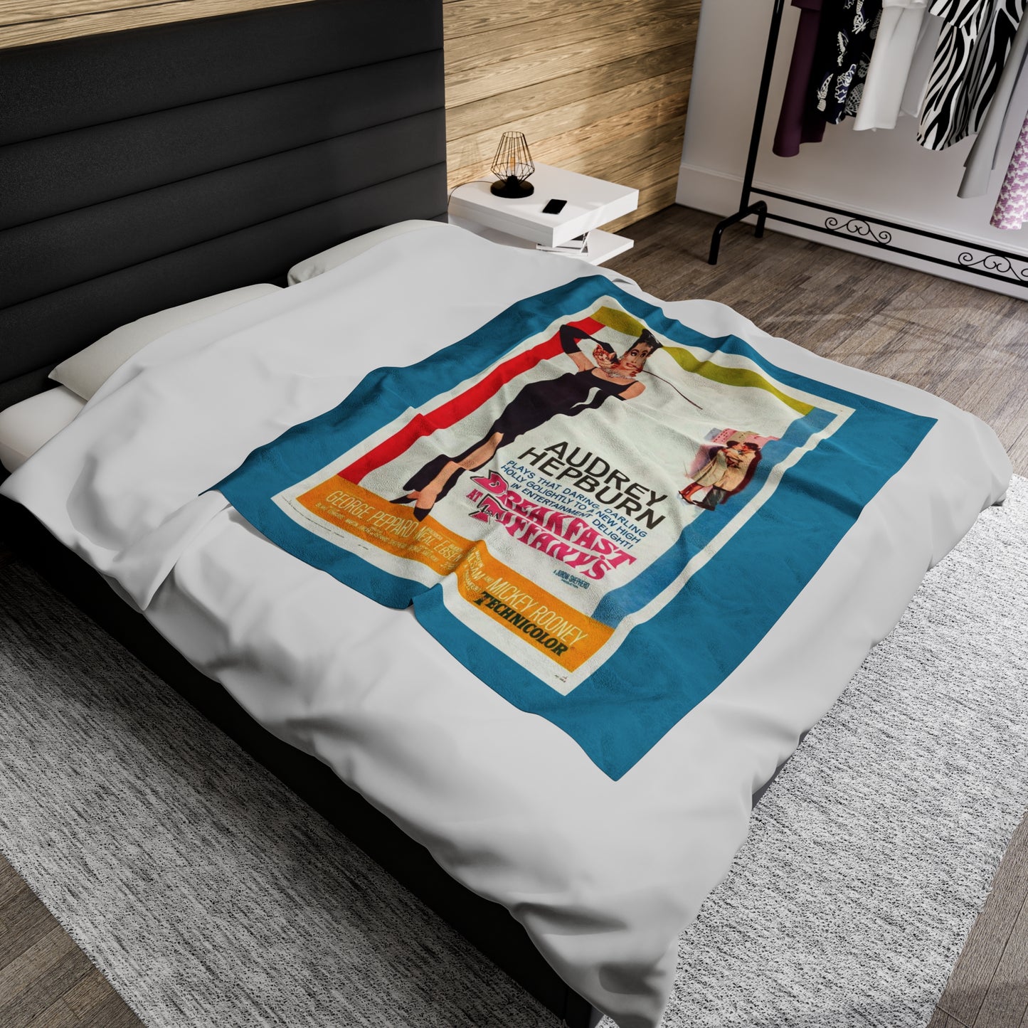 Breakfast at Tiffany's T & Co Throw Blanket, Soft Classic Audrey Hepburn, Book Lover Reading, Movie Poster Blanket, Truman Capote Fan Gift All Over Prints Printify   