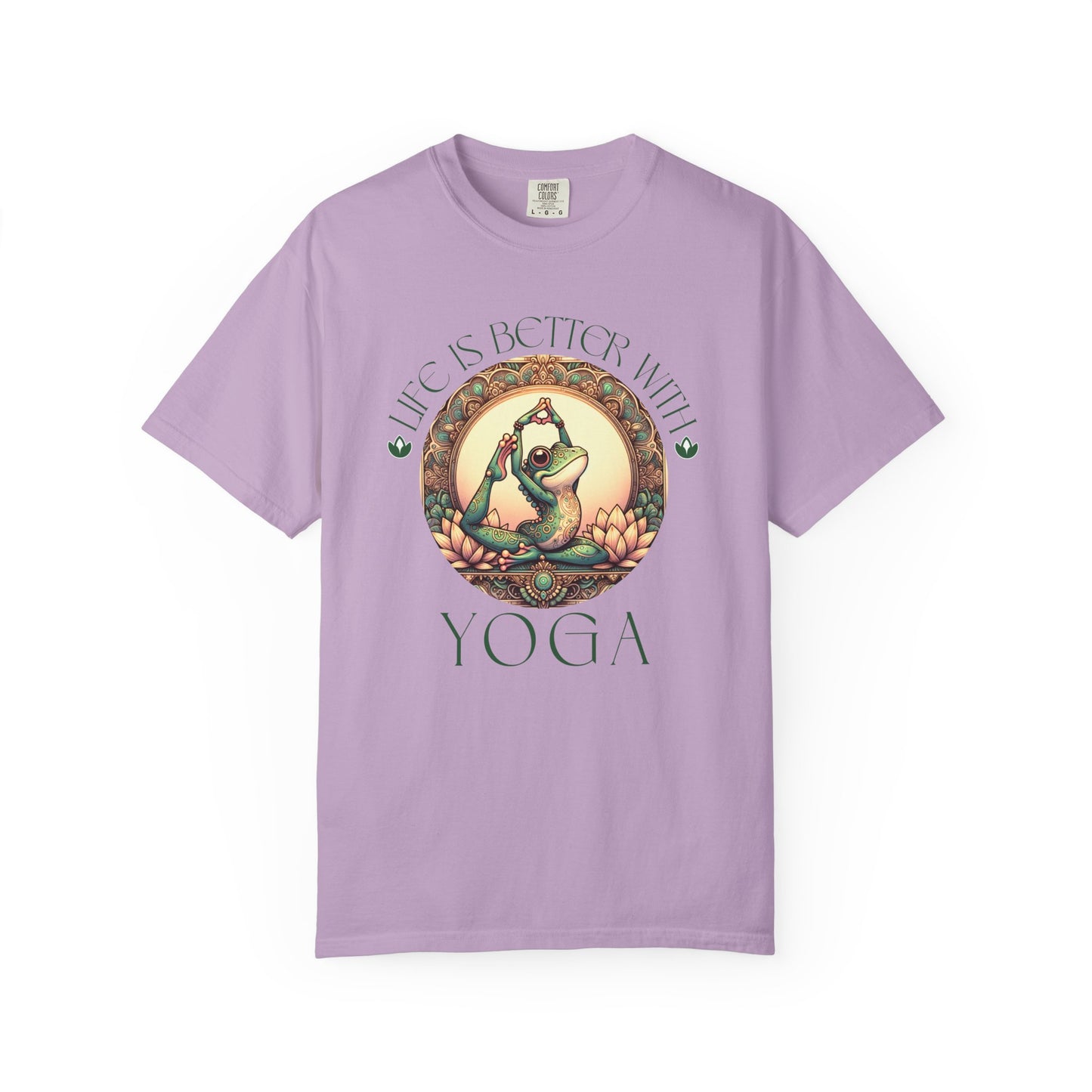 Green Yoga Frog Life Is Better With Yoga Unisex T-Shirt, Casual Wear, Highlander Fan Gift, T-Shirt Printify Orchid S