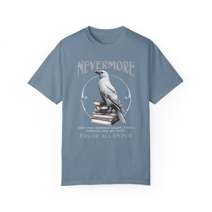 Edgar Allan Poe The White Raven Unisex Garment-Dyed T-shirt T-Shirt Printify Ice Blue S 