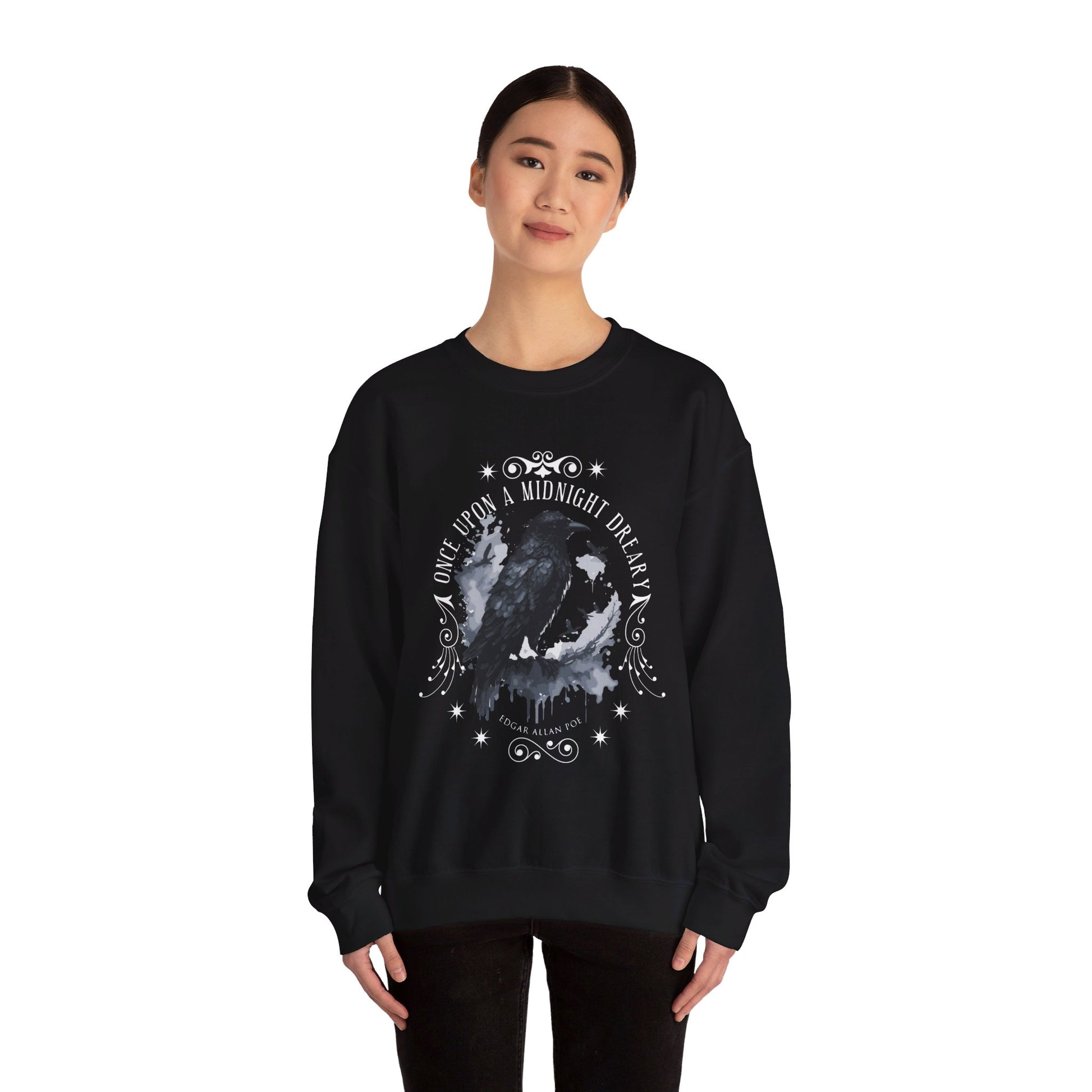 Edgar Allan Poe, The Raven Sweatshirt, Poet, Poetry Lover Sweater, Book Lover, Haunting Gothic Gift, Light, Dark Academia, Horror Movie Top Sweatshirt Printify   