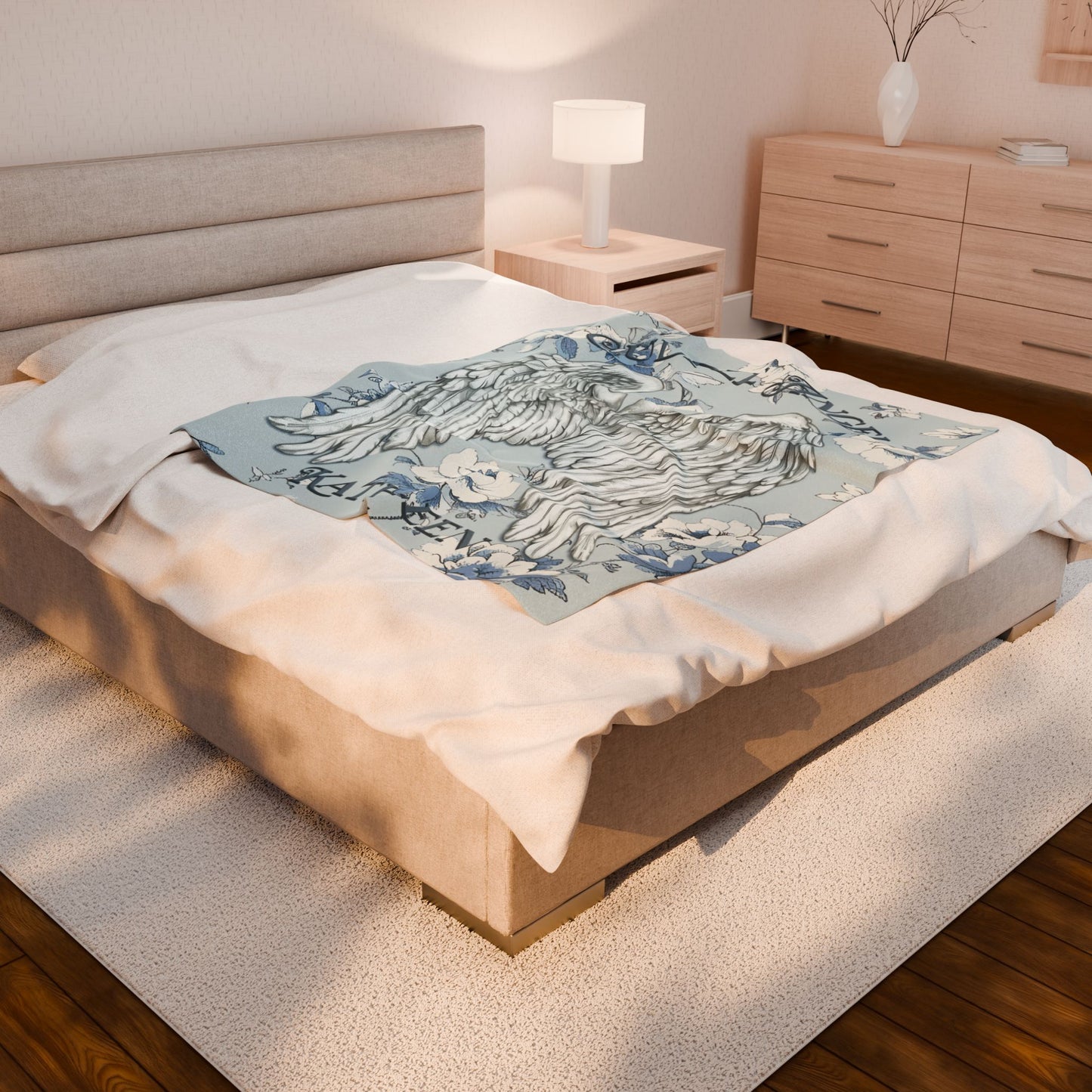 Custom Angel Wings Cuddle Plush Blanket Cozy Throw for Spiritual Gift for Birthday Christmas Gift for Mom or Best Girl Friends Angelic Love All Over Prints Printify