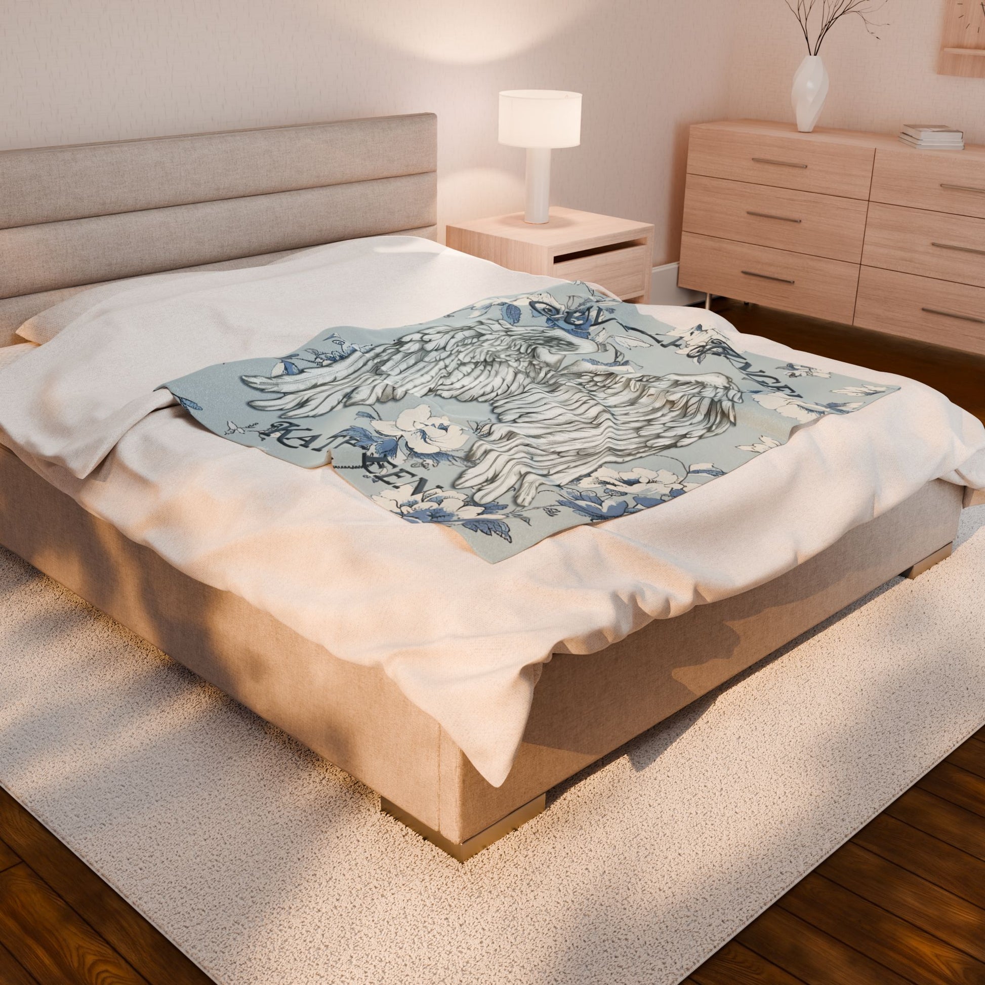 Custom Angel Wings Cuddle Plush Blanket Cozy Throw for Spiritual Gift for Birthday Christmas Gift for Mom or Best Girl Friends Angelic Love All Over Prints Printify