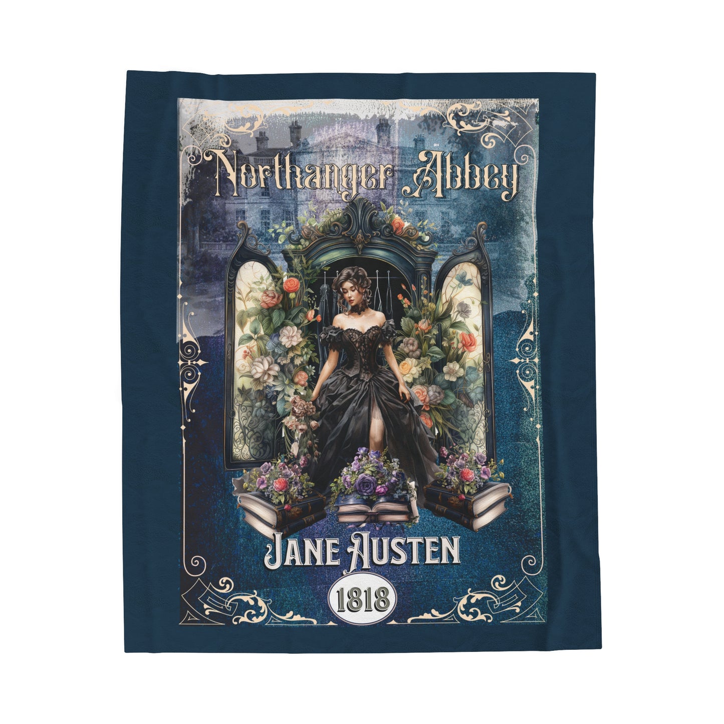 Jane Austen Plush Throw Blanket, Northanger Abbey Historical Romance Gift, Bookish Literary Jane Austen Fan Art Gift, Gift for Her, Bookclub All Over Prints Printify 50" × 60"  