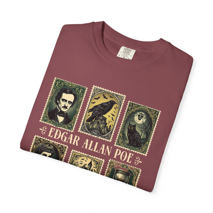 Edgar Allan Poe T-Shirt Gothic Graphic Tee The Raven Nevermore Quote Horror Literature Shirt Dark Academia Aesthetic Halloween Party Gift
