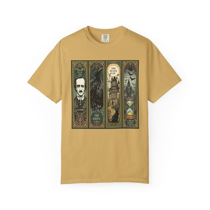Edgar Allan Poe T-Shirt Gothic Graphic Tee The Raven Nevermore Quote Horror Literature Shirt Dark Academia Aesthetic Halloween Party Gift T-Shirt Printify Mustard S