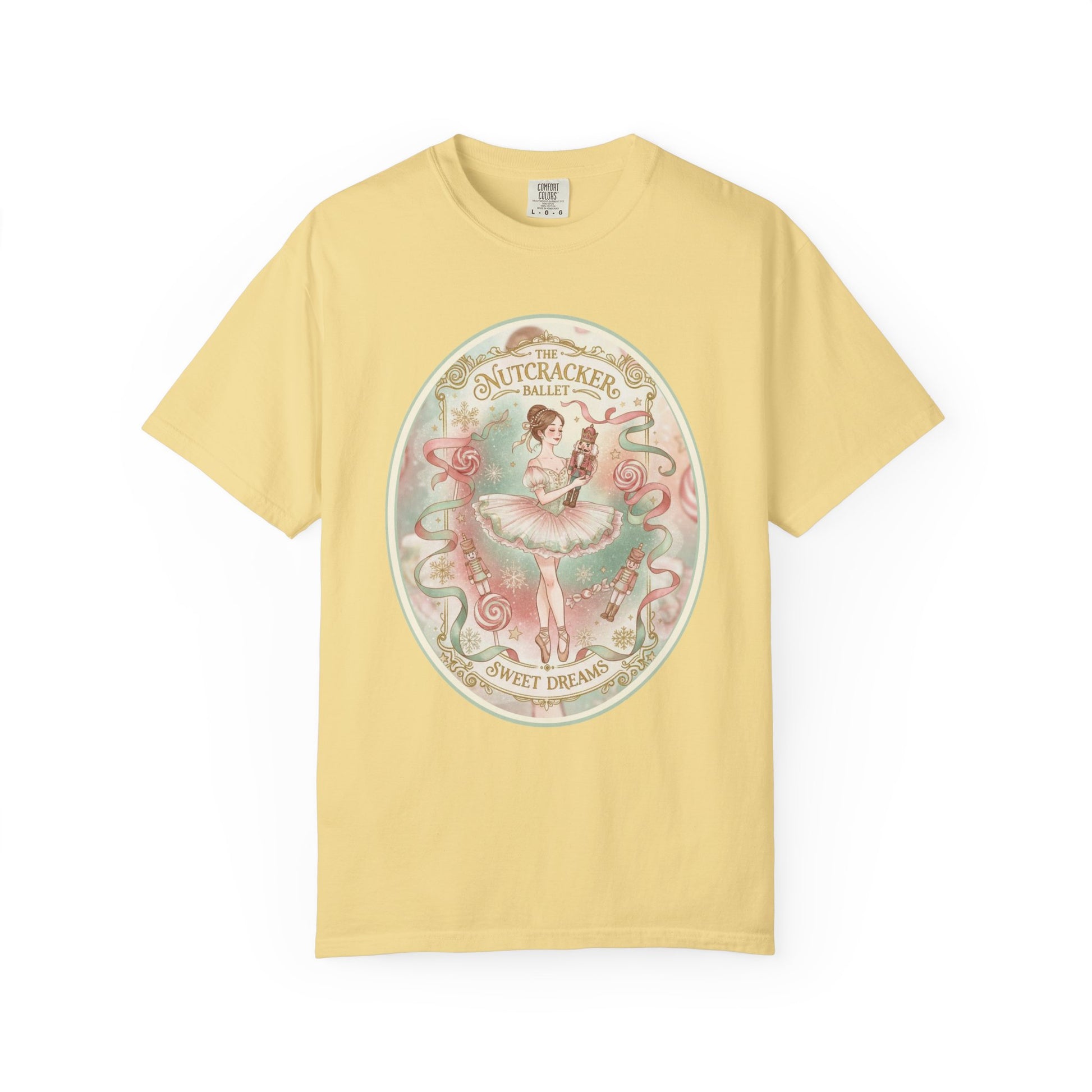 Nutcracker Ballet T-Shirt, Sugar Plum Fairy Christmas Tee, Holiday Dance Shirt, Coquette Pastel Christmas Gift T-Shirt Printify Butter S