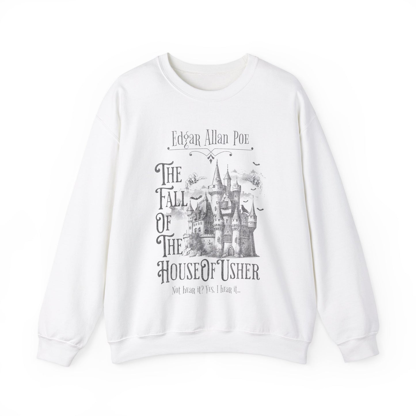 Edgar Allan Poe Sweatshirt Fall Of The House Of Usher Dark Academia Book Lover Gift Haunting Poetry Gothic Horror Merch Gift For Teacher Sweatshirt Printify S White 