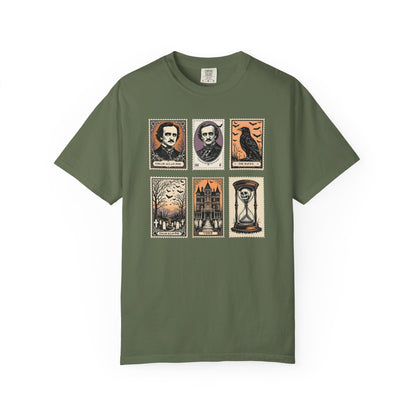Edgar Allan Poe T-Shirt Gothic Graphic Tee The Raven Nevermore Quote Horror Literature Shirt Dark Academia Aesthetic Halloween Party Gift T-Shirt Printify Sage S