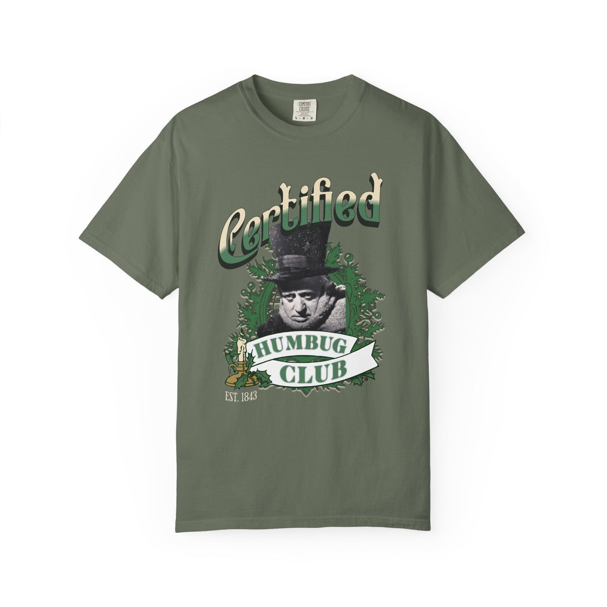 A Christmas Carol Shirt Certified Humbug Club T-Shirt | Vintage Style Unisex Tee for Holiday Fun, Christmas, Gift, Humor, T-Shirt Printify Moss S