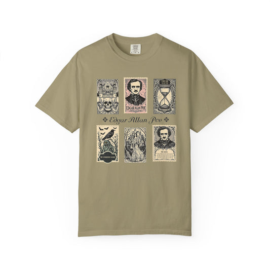 Edgar Allan Poe T-Shirt Gothic Graphic Tee The Raven Nevermore Quote Horror Literature Shirt Dark Academia Aesthetic Halloween Party Gift T-Shirt Printify Khaki S