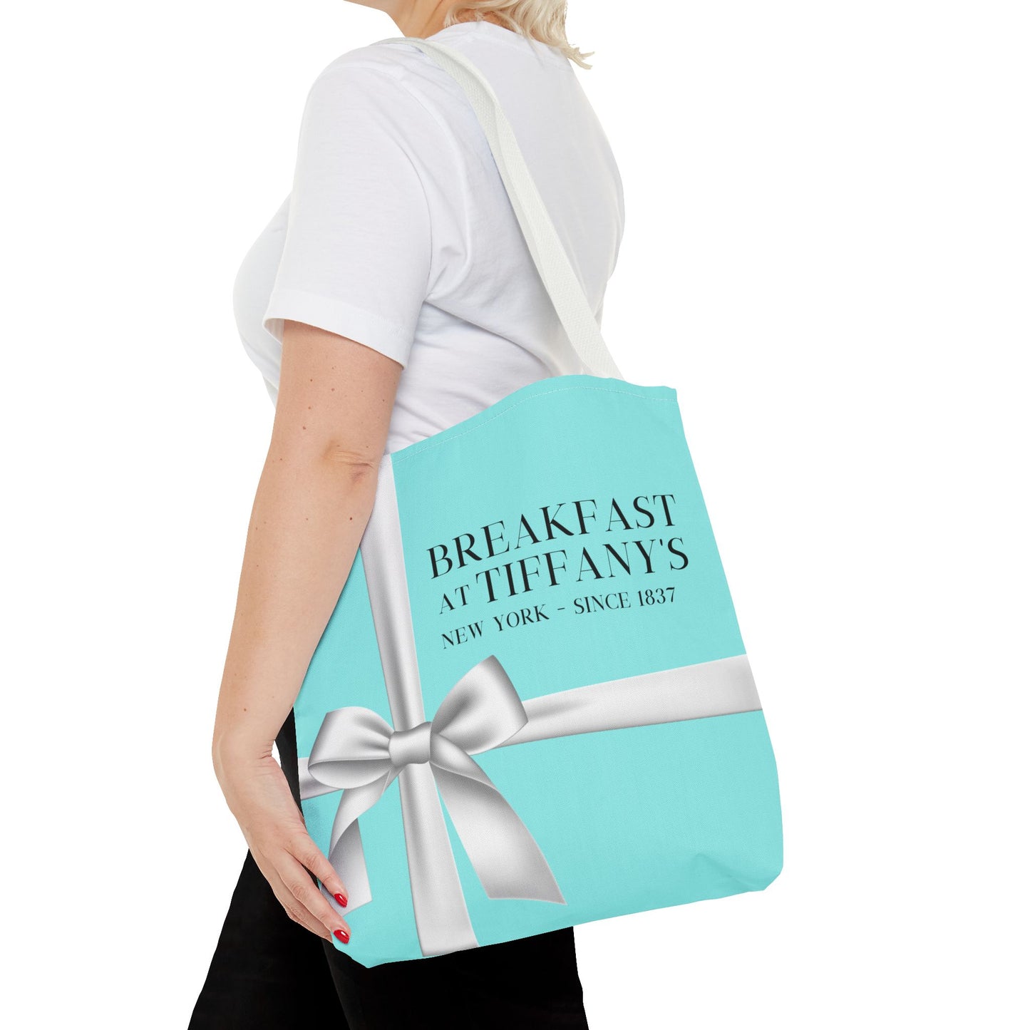 Personalized Breakfast At Tiffany's Tote Bag Retro Audrey Hepburn Theme Gift For Bridal Shower Party Favor Birthday Gift Bride Tote Bags Bags Printify   