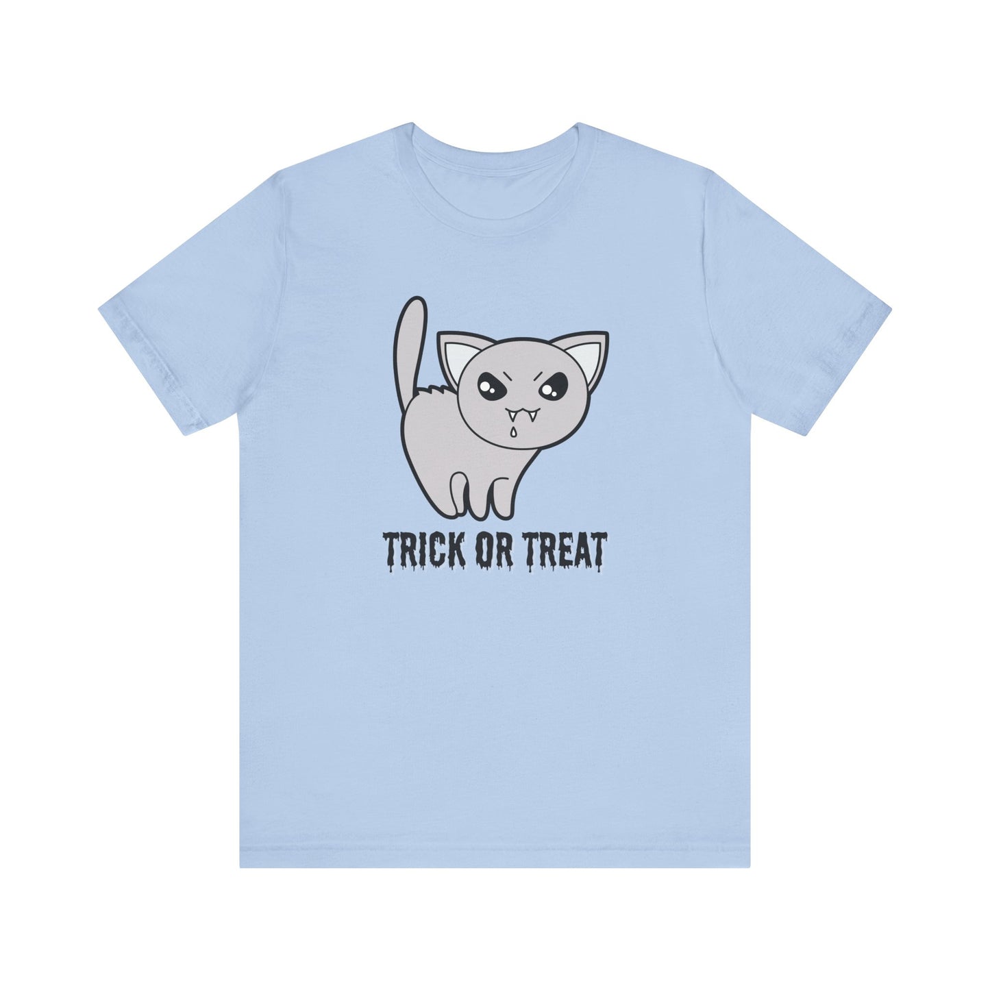 Cute Halloween Vampire Cat TShirt, Trick or Treat Shirt, Spooky Ghost Season Tee, Fun Halloween Party, Festival T-Shirt T-Shirt Printify   