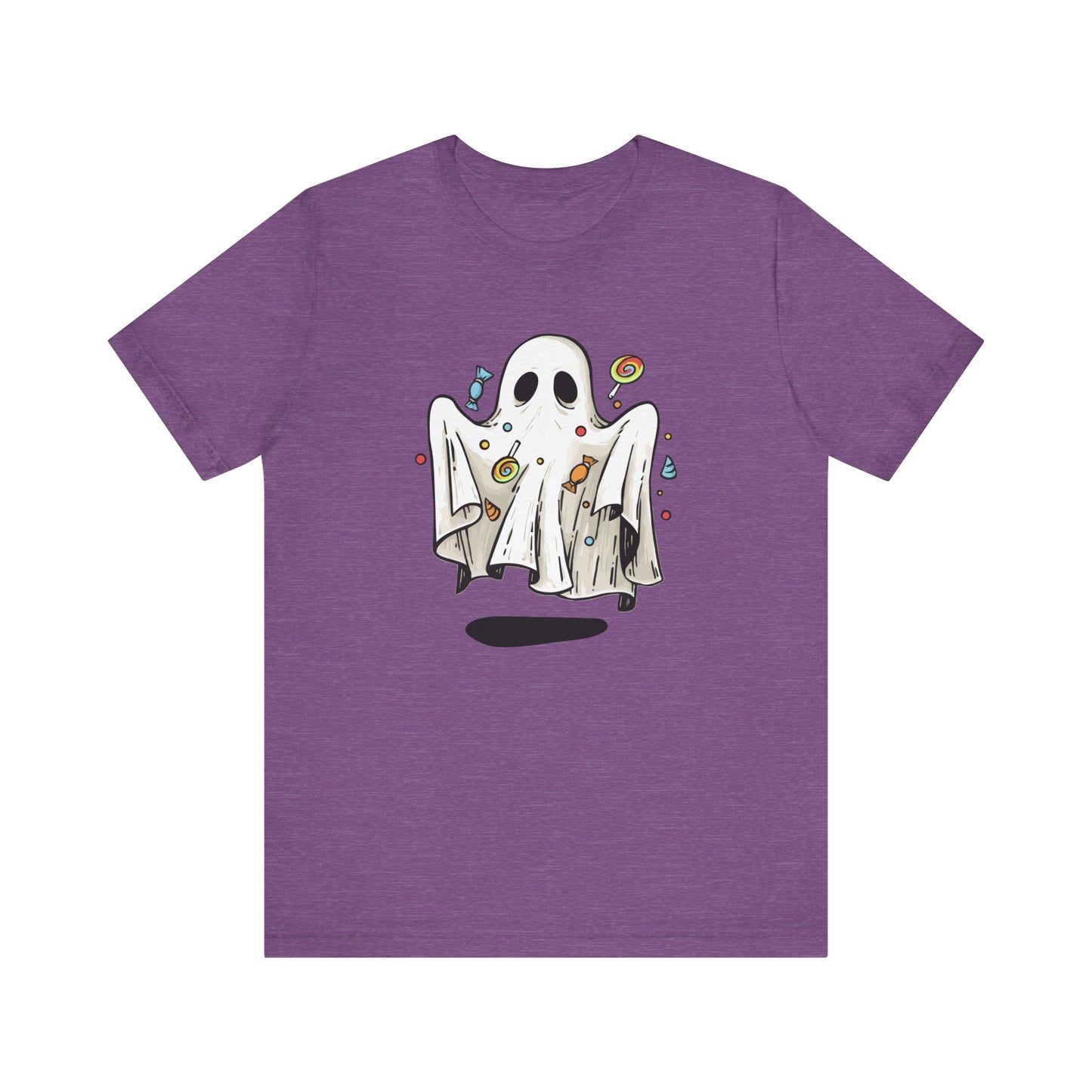 Cute Halloween Ghost Floating, Covered in Candy TShirt, Trick or Treat Shirt, Spooky Ghost Season Tee, Fun Halloween Party, Festival T-Shirt T-Shirt Printify   