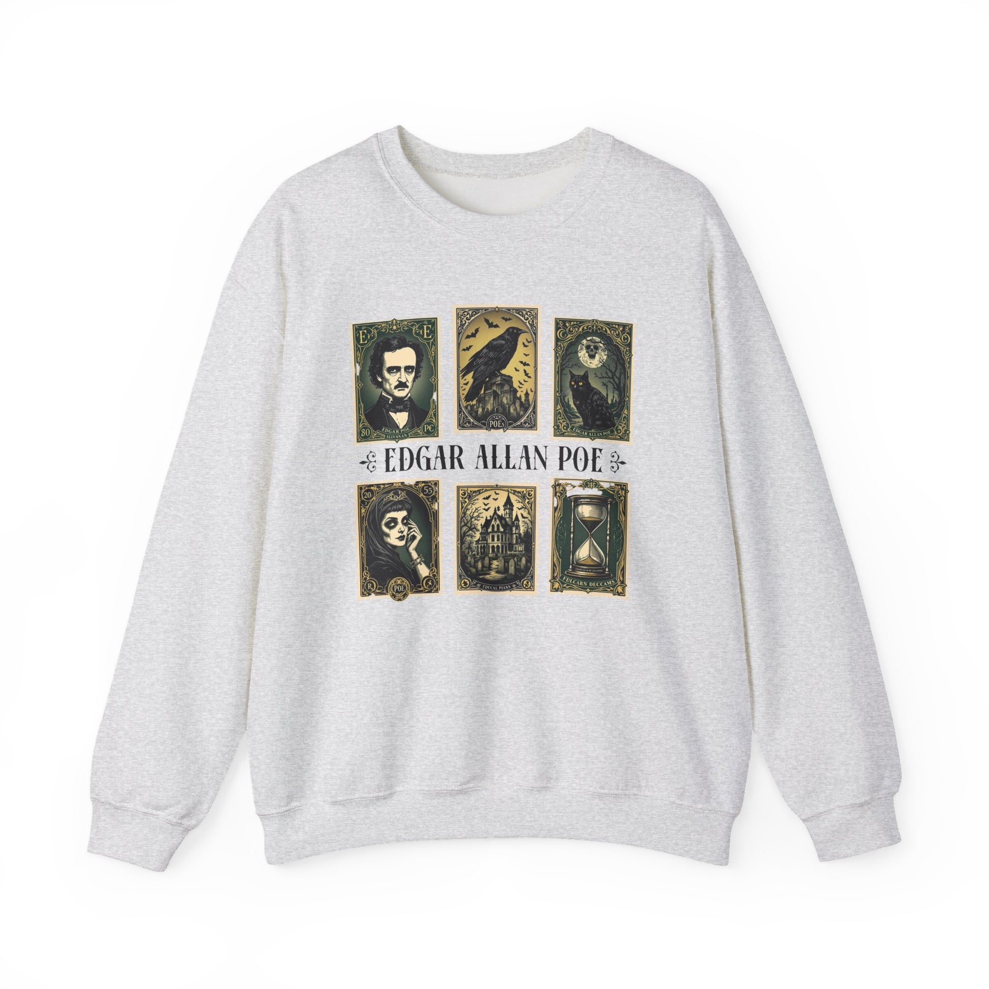 Edgar Allan Poe Sweatshirt The Raven Nevermore Gothic Horror Sweater Dark Academia Macabre Halloween Gift for Book Lovers Birthday Christmas Sweatshirt Printify Ash S