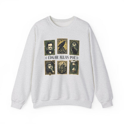 Edgar Allan Poe Sweatshirt The Raven Nevermore Gothic Horror Sweater Dark Academia Macabre Halloween Gift for Book Lovers Birthday Christmas Sweatshirt Printify Ash S