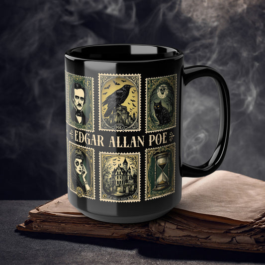 Edgar Allan Poe Mug Gothic Literary Gift For Book Lover Dark Academia Macabre Fall Coffee Cup Halloween Poetember Party Gift For Bookclub Mug Printify 15oz