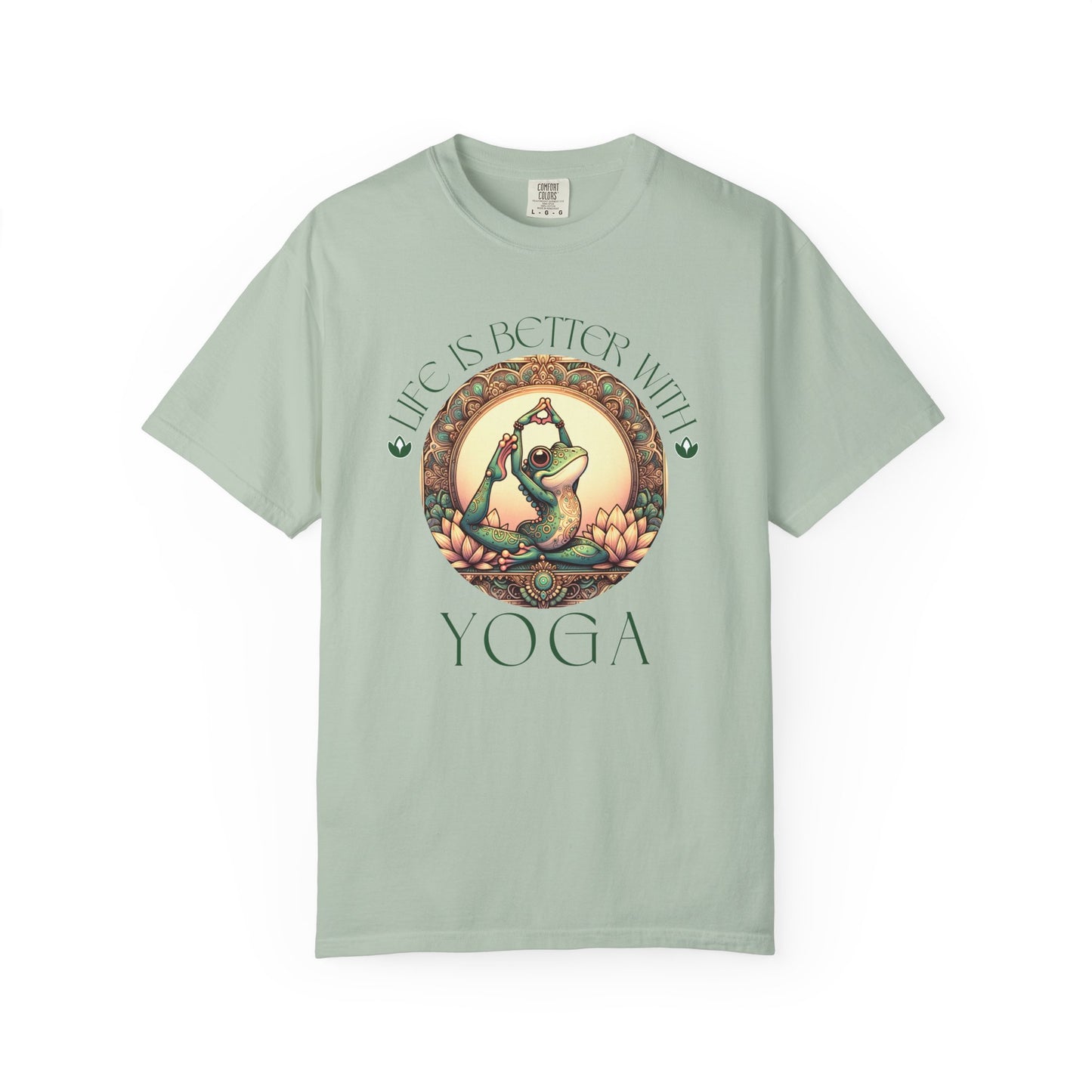 Green Yoga Frog Life Is Better With Yoga Unisex T-Shirt, Casual Wear, Highlander Fan Gift, T-Shirt Printify Bay S