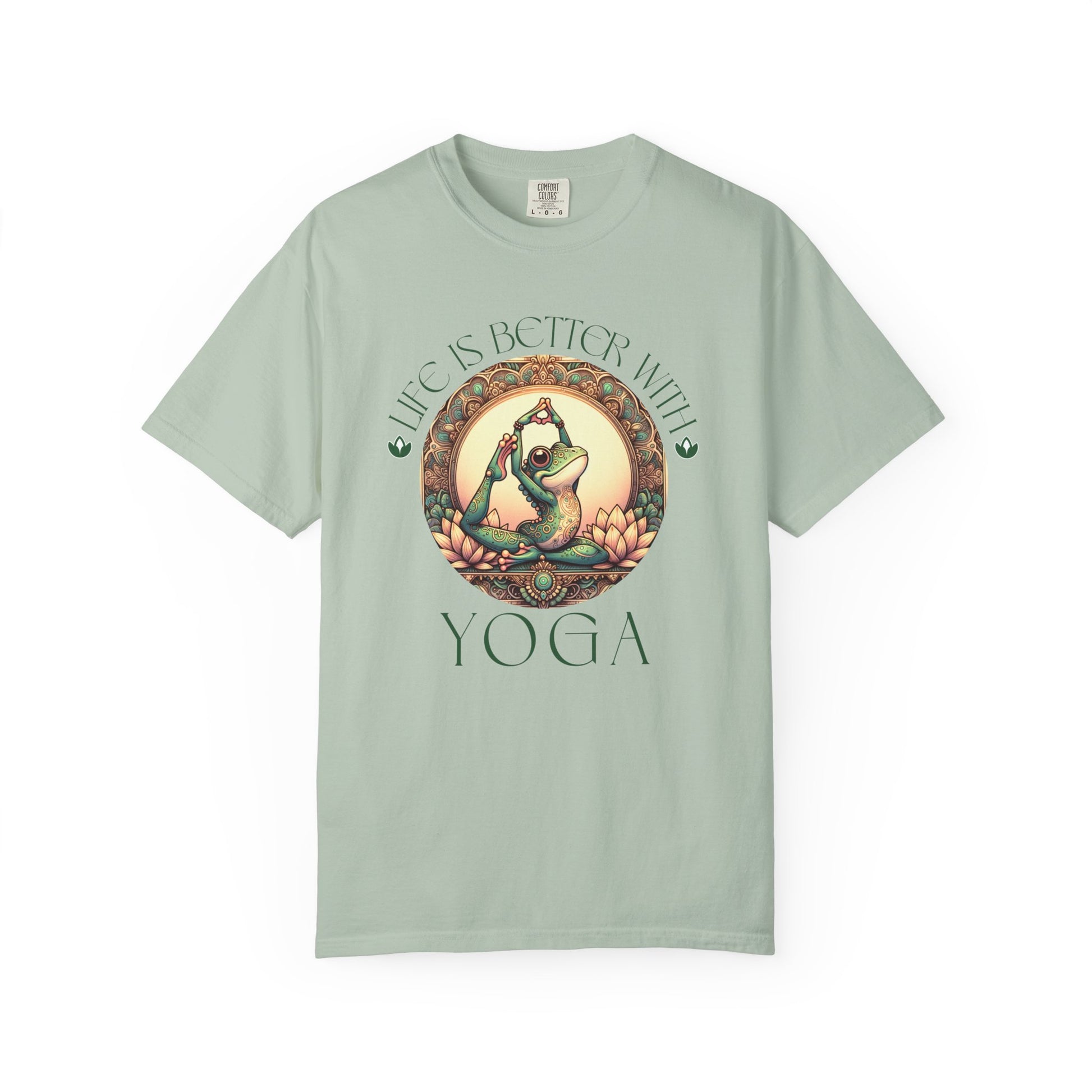 Green Yoga Frog Life Is Better With Yoga Unisex T-Shirt, Casual Wear, Highlander Fan Gift, T-Shirt Printify Bay S