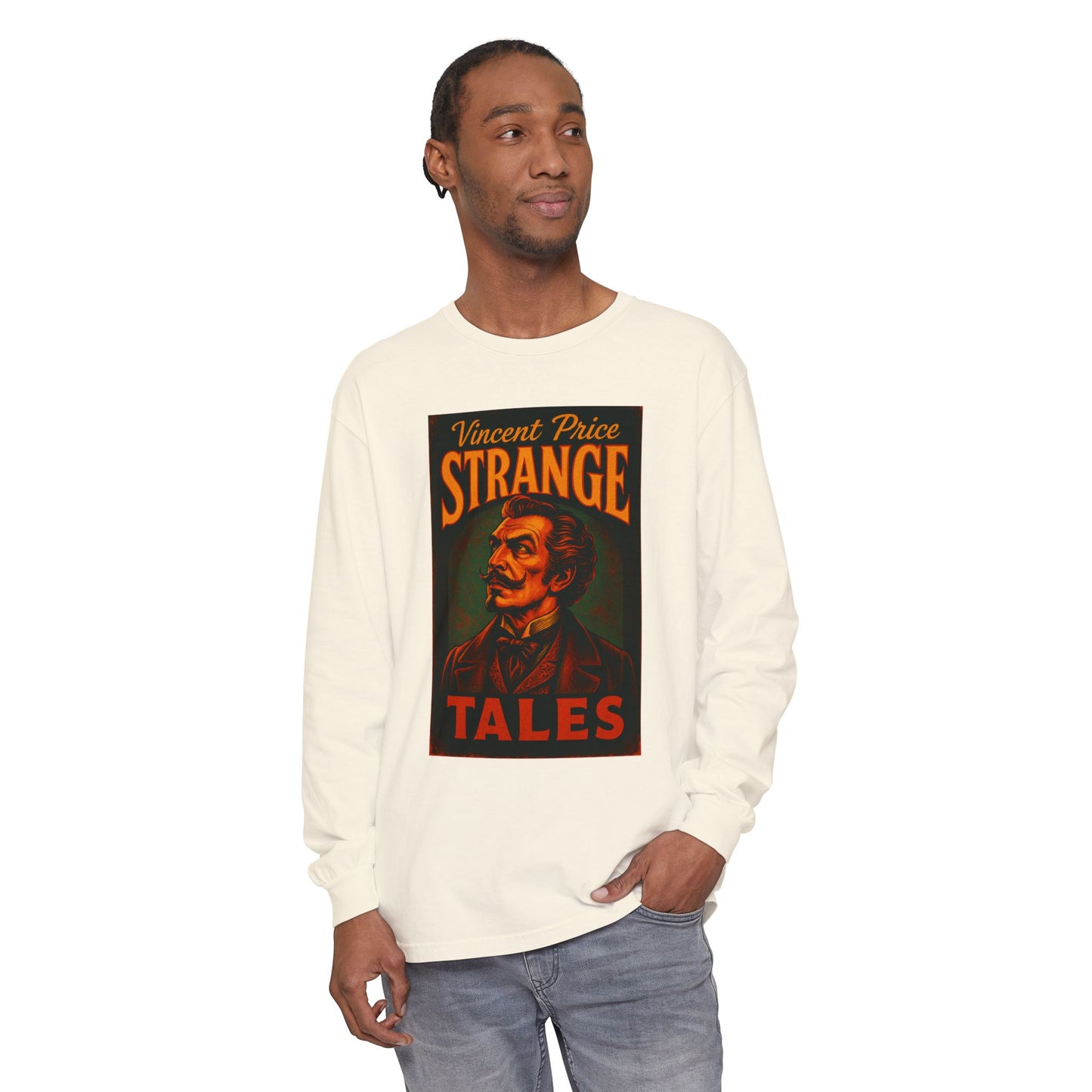 Vincent Price Strange Tales Long Sleeve T-Shirt, Vintage Horror Tee, Gothic Apparel, Halloween Costume, Retro Graphic Shirt Long-sleeve Printify