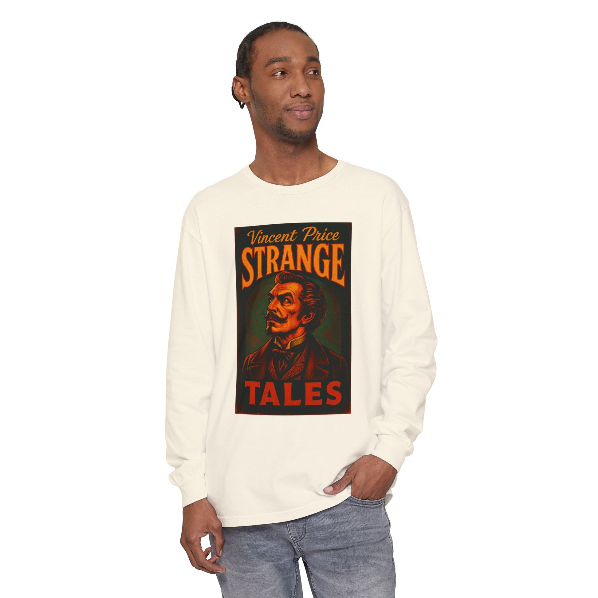 Vincent Price Strange Tales Long Sleeve T-Shirt, Vintage Horror Tee, Gothic Apparel, Halloween Costume, Retro Graphic Shirt Long-sleeve Printify