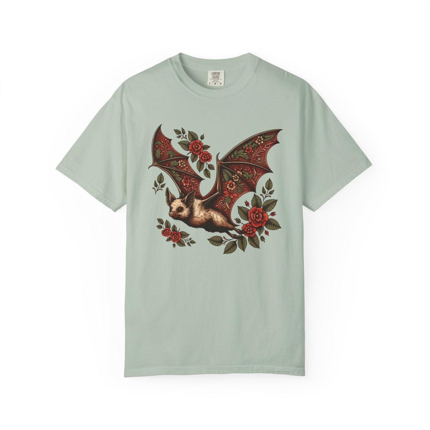 Vintage Bat TShirt Autumn Fall Style Bat Shirt For Halloween Party Spooky Vibes Witchy Dark Academia Comfort Colors Unisex Oversized Shirt T-Shirt Printify Bay S