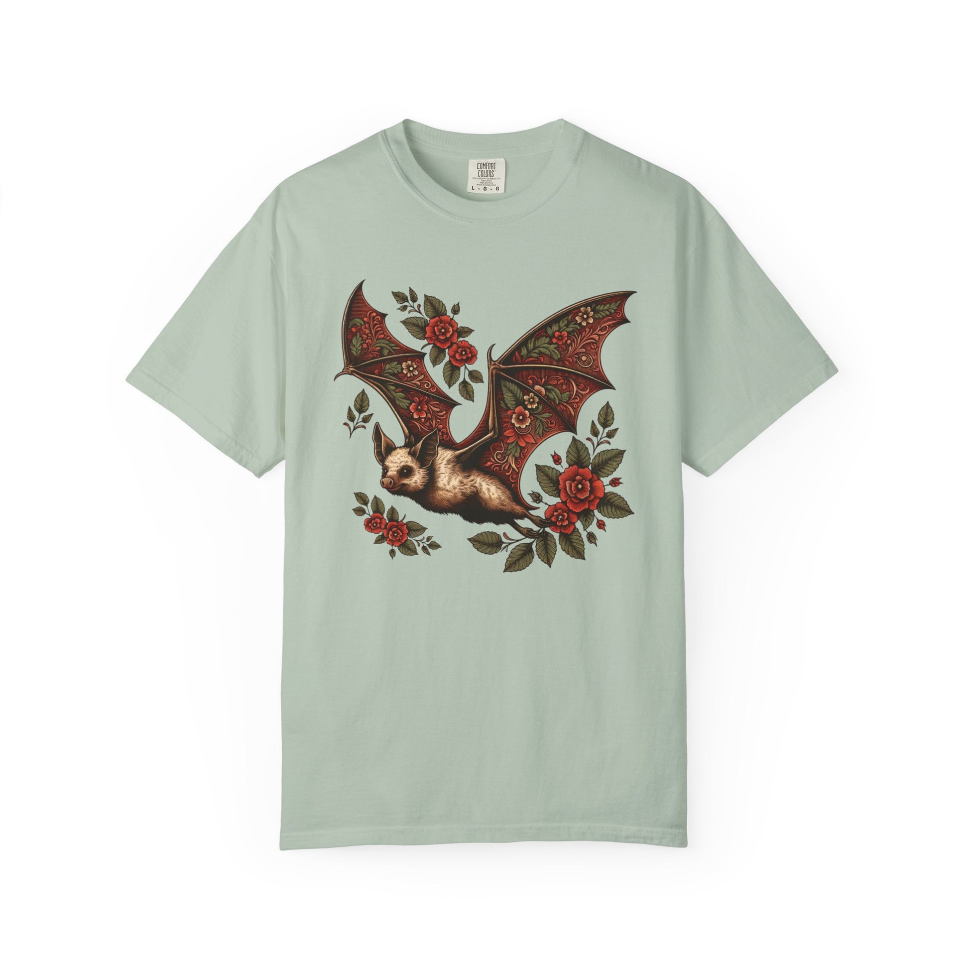 Vintage Bat TShirt Autumn Fall Style Bat Shirt For Halloween Party Spooky Vibes Witchy Dark Academia Comfort Colors Unisex Oversized Shirt T-Shirt Printify Bay S