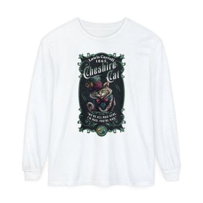 Cheshire Cat Long Sleeve Shirt, Alice in Wonderland, Lewis Carroll Dark Academia TShirt Mad Hatter Tea Party Bookish Book Lover Booktok Gift Long-sleeve Printify White S 