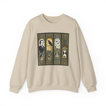 Edgar Allan Poe Sweatshirt The Raven Nevermore Gothic Horror Sweater Dark Academia Macabre Halloween Gift for Book Lovers Birthday Christmas Sweatshirt Printify Sand S