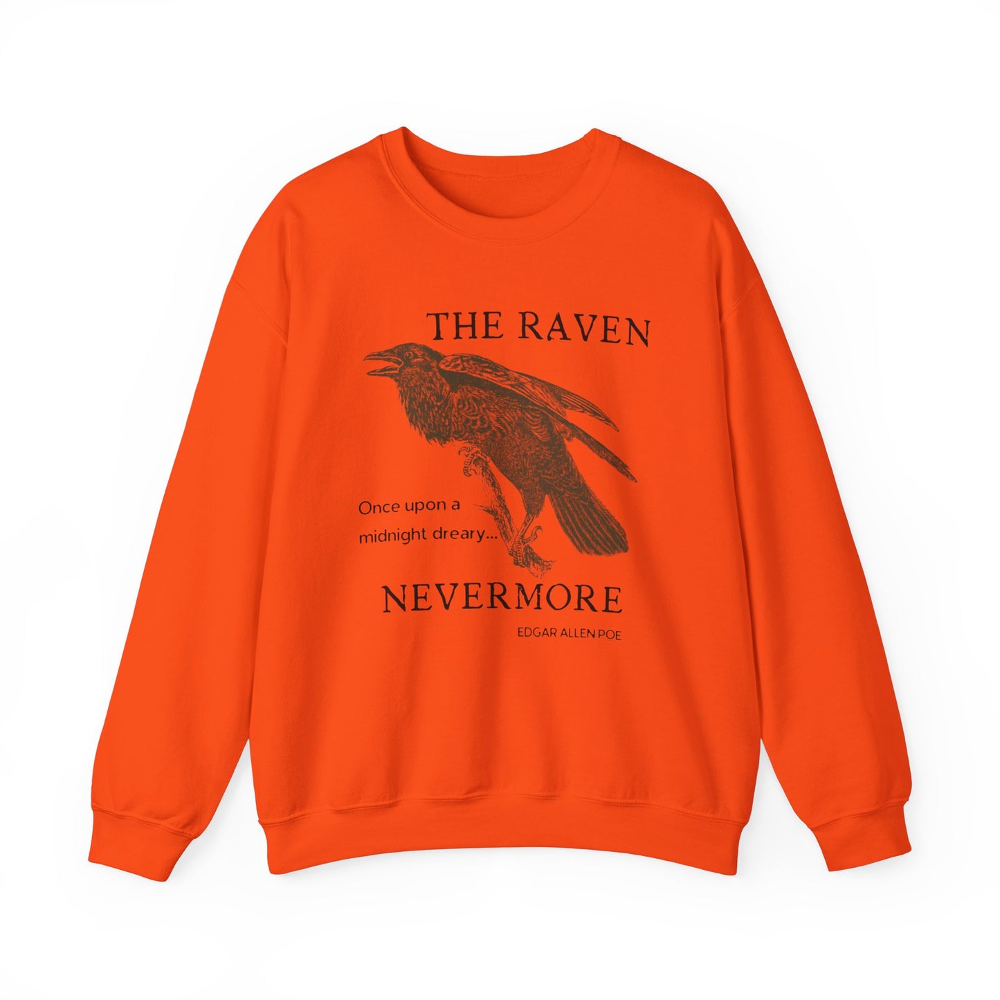 Halloween Vintage The Raven Sweatshirt, Spooky Season Sweater, Trick or Treating Shirt, Halloween Party, Edgar Allen Poe, Nevermore, Gothic Sweatshirt Printify S Orange 