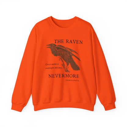 Halloween Vintage The Raven Sweatshirt, Spooky Season Sweater, Trick or Treating Shirt, Halloween Party, Edgar Allen Poe, Nevermore, Gothic Sweatshirt Printify S Orange 