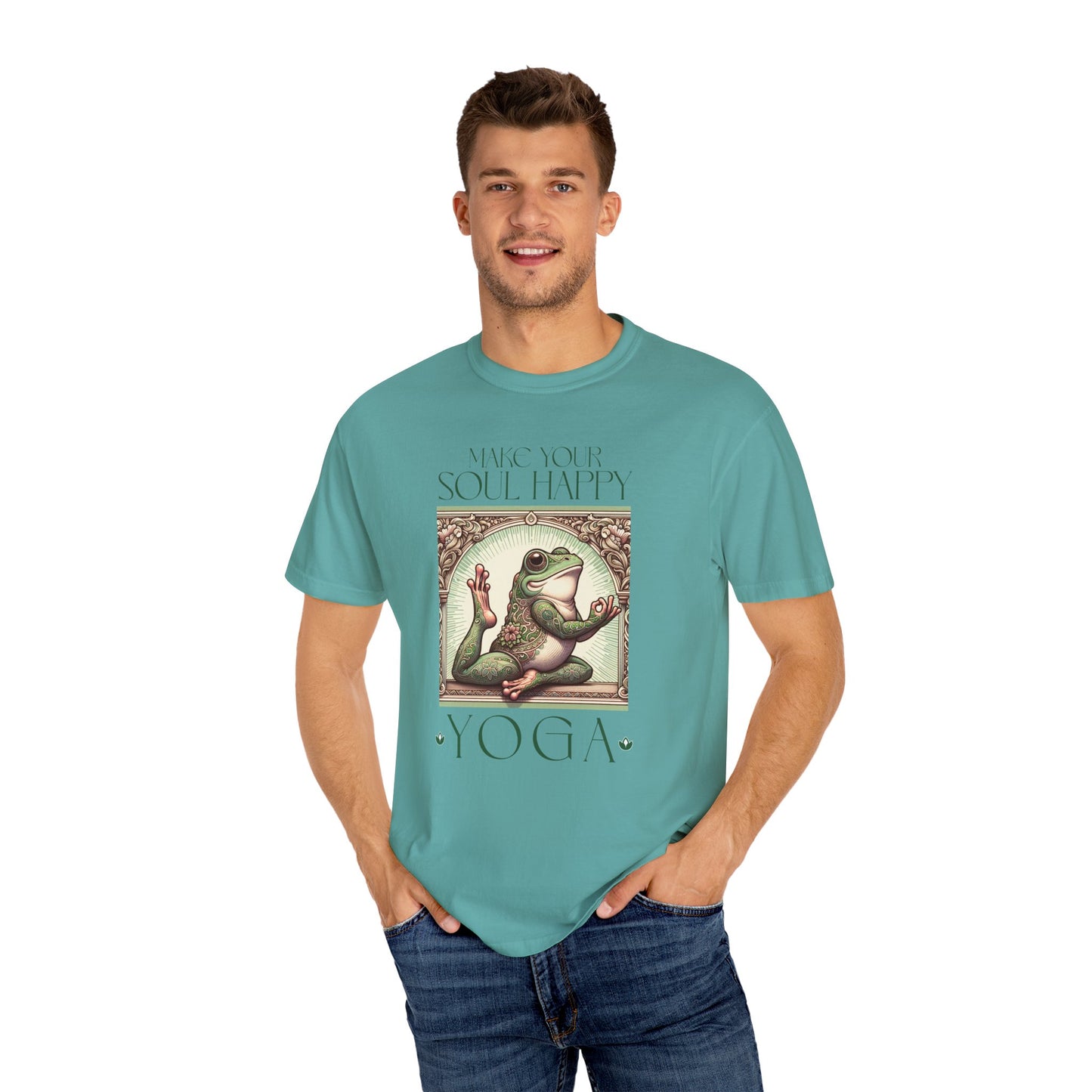 Green Yoga Frog Make Your Soul Happy Unisex T-Shirt, Casual Wear, Highlander Fan Gift,