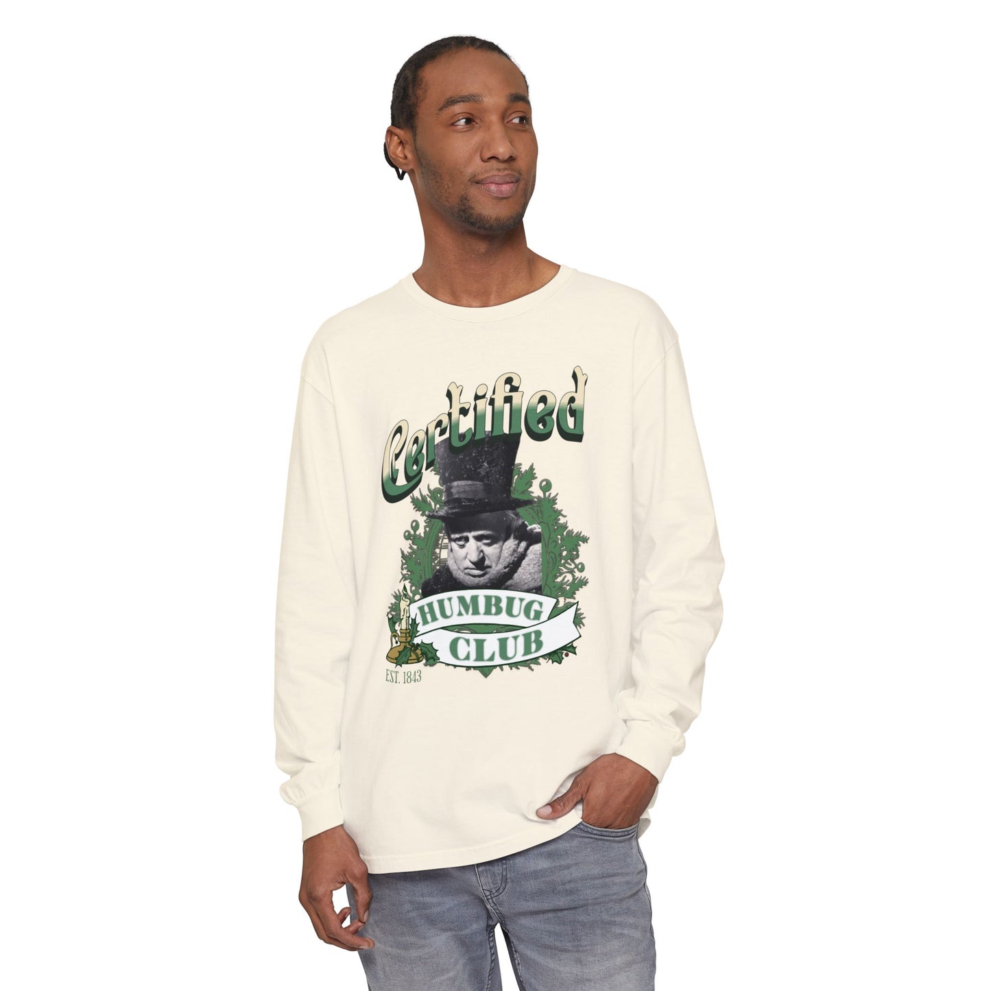 A Christmas Carol Long Sleeve T-Shirt | Vintage Humor Tee Certified Humbug Club Unisex Gift Gag Holiday Apparel Casual Outfit Long-sleeve Printify
