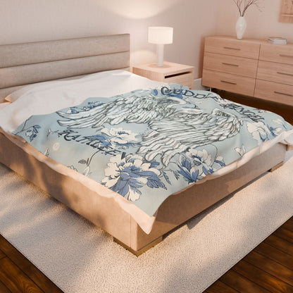 Custom Angel Wings Cuddle Plush Blanket Cozy Throw for Spiritual Gift for Birthday Christmas Gift for Mom or Best Girl Friends Angelic Love All Over Prints Printify