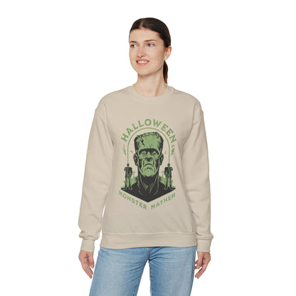 Vintage Halloween Frankenstein Monster Graphic Sweatshirt, Creepy Spooky Book Lover Gift, Horror Movie, Fall Festival Party Sweater. Sweatshirt Printify   