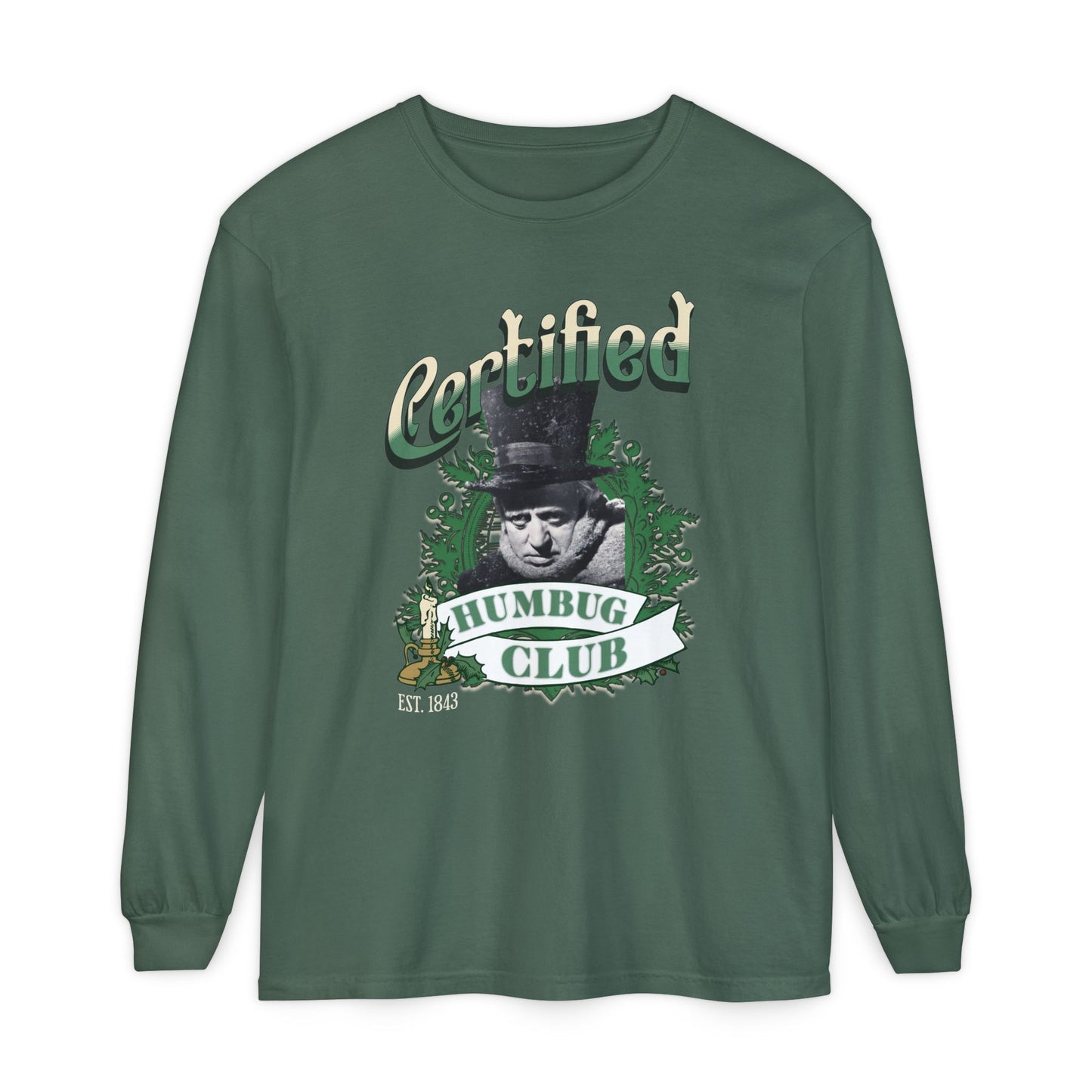 A Christmas Carol Long Sleeve T-Shirt | Vintage Humor Tee Certified Humbug Club Unisex Gift Gag Holiday Apparel Casual Outfit Long-sleeve Printify Blue Spruce S