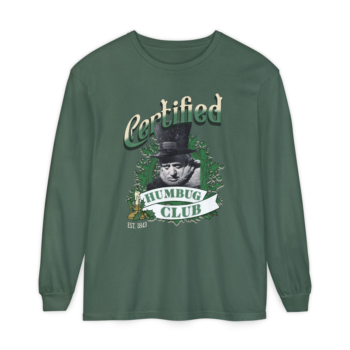 A Christmas Carol Long Sleeve T-Shirt | Vintage Humor Tee Certified Humbug Club Unisex Gift Gag Holiday Apparel Casual Outfit Long-sleeve Printify Blue Spruce S