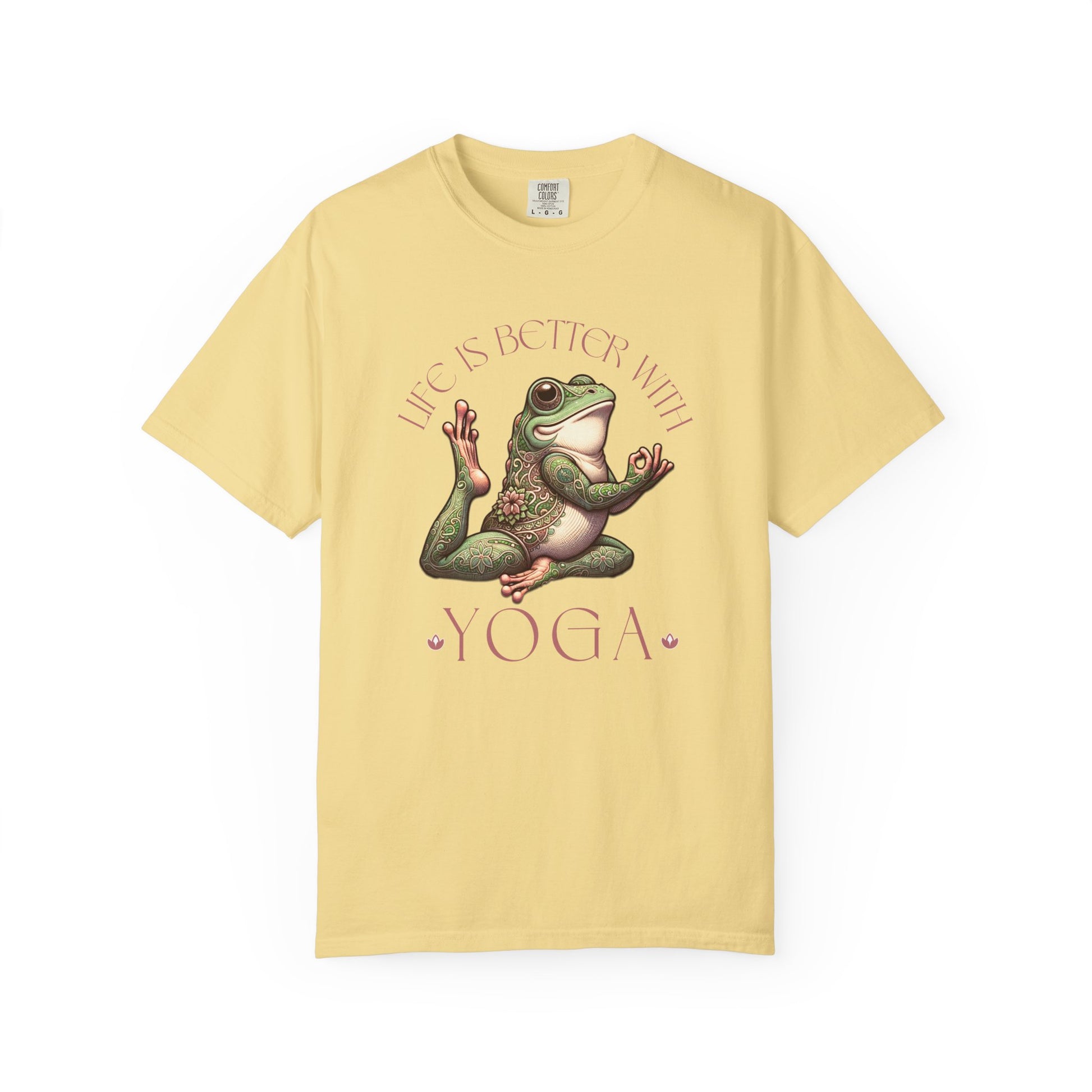 Pink Yoga Frog Life Is Better With Yoga Unisex T-Shirt, Casual Wear, Highlander Fan Gift, T-Shirt Printify Butter S