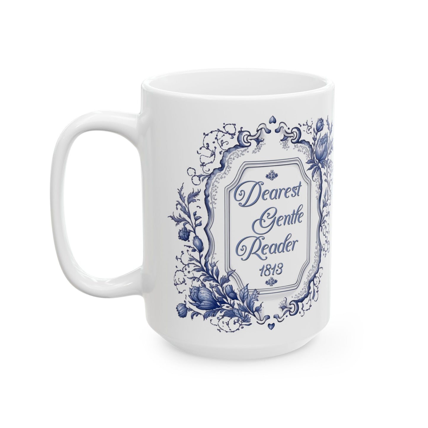 Dearest Gentle Reader Tea Cup Coffee Mug Regency England Society Papers Gift For Bridgerton Fan Historical Romance Reader Bookclub Gift BFF Mug Printify 15oz  