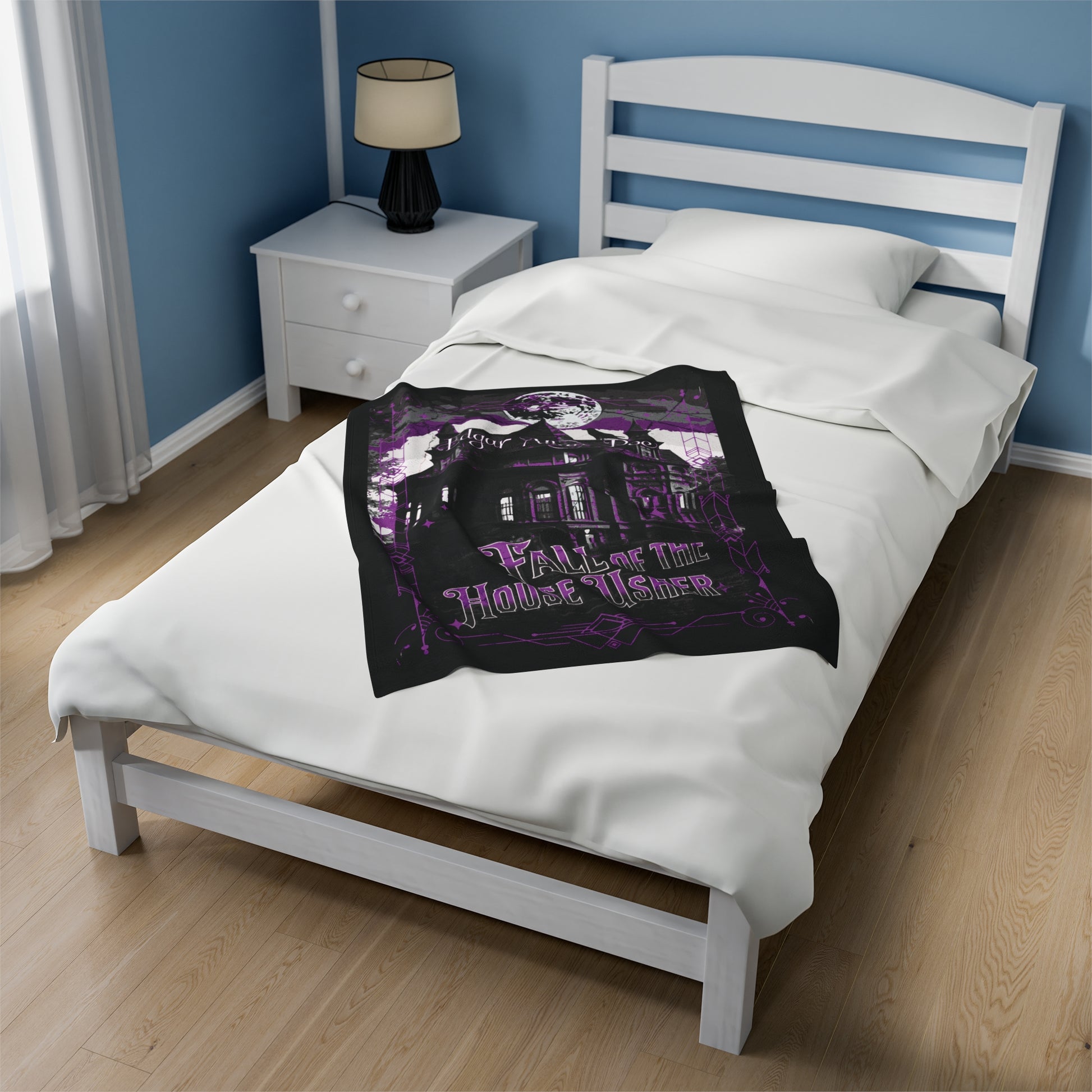 Edgar Allan Poe, The Fall Of The House Of Usher Throw Blanket, Book Lover Reading Blanket, Gothic Dark Academia, Horror Movie Watching Plush All Over Prints Printify   