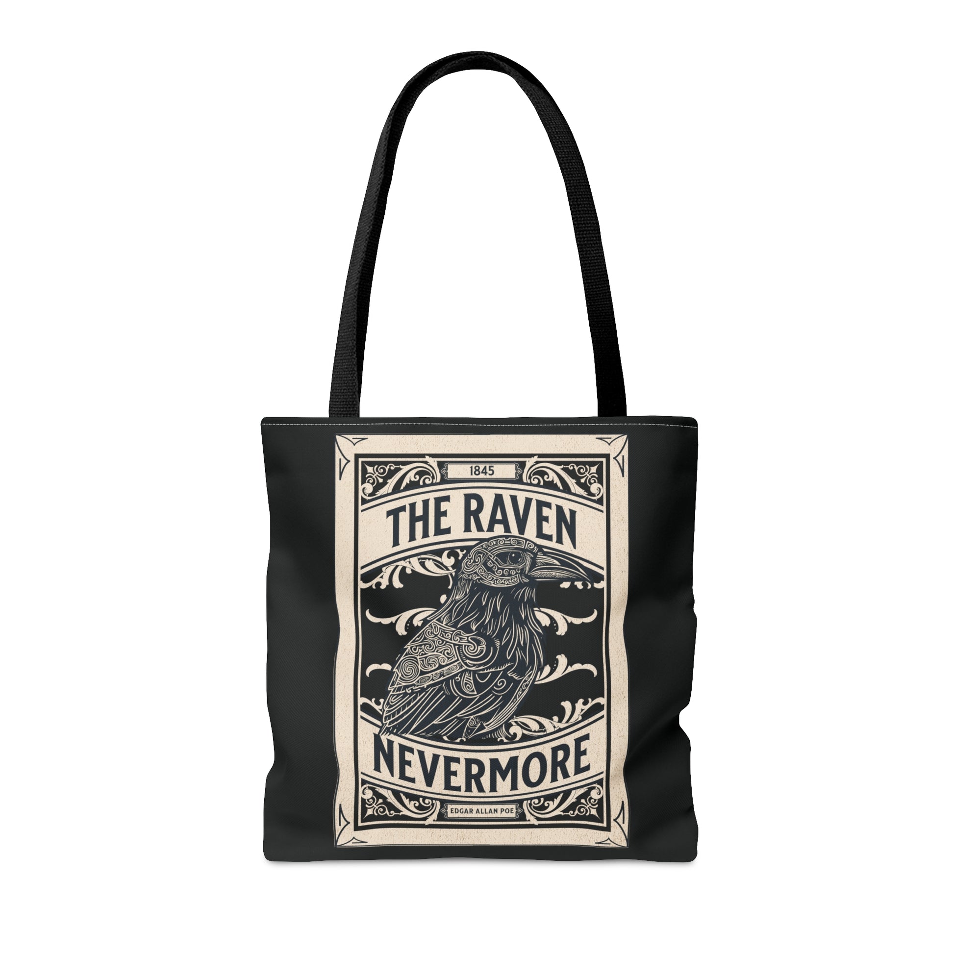 Edgar Allan Poe Tote Bag, The Raven Nevermore Shoulder Bag, Book, Library, Grocery, Travel Bag, Dark Academia, Bookish, Bookclub Gift, Bags Printify   