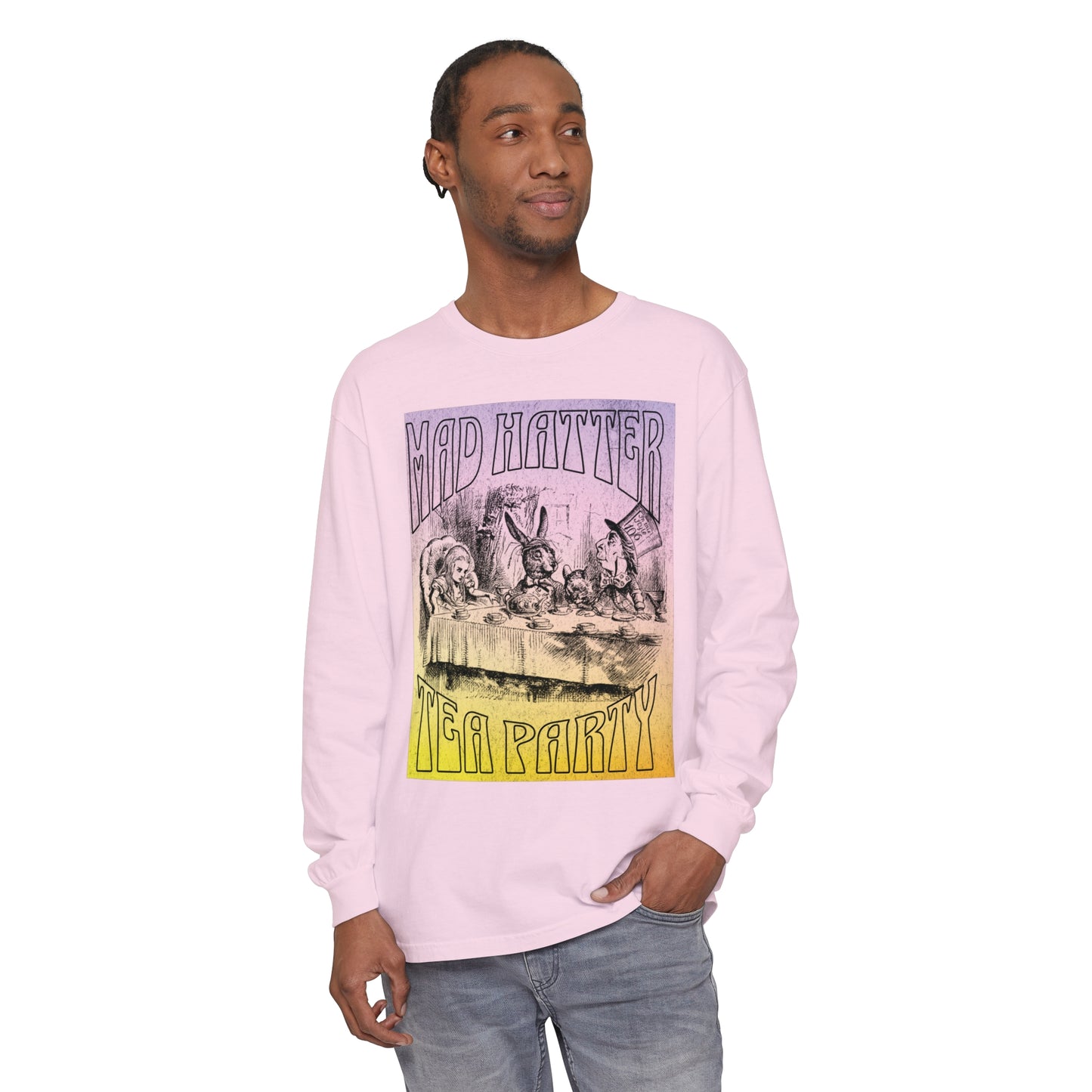 Retro Alice In Wonderland Long Sleeve Shirt, Lewis Carroll Whimsigoth Dark Academia TShirt, Mad Hatter's Tea Party Tee Bookish Booktok Gift Long-sleeve Printify   